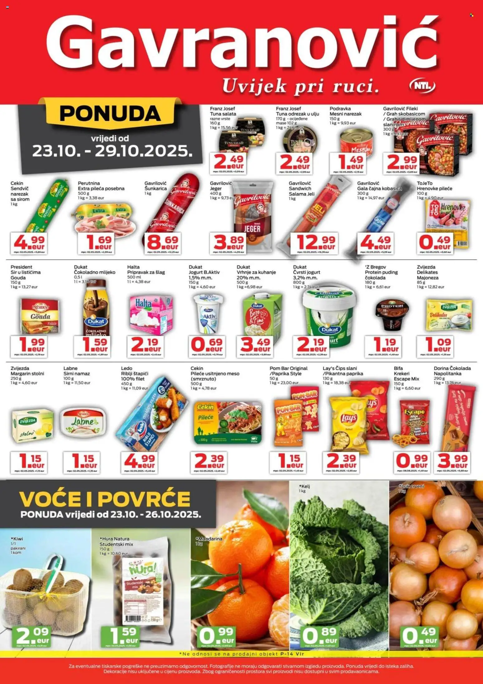 Gavranović katalog | vrijedi od 23.10.2025 | Stranica: 2 | Proizvodi: Toast, Narezak, Voće, Namaz