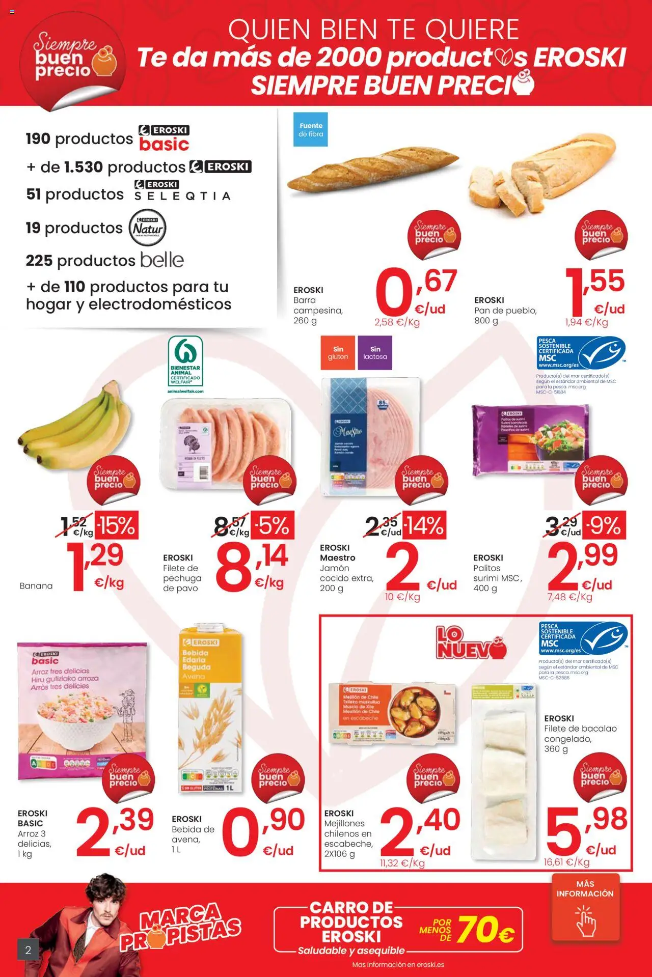 Eroski - Precio más bajo City │ válido desde el 02.10.2025 | Página: 2 | Productos: Jamón, Arroz, Té, Filete