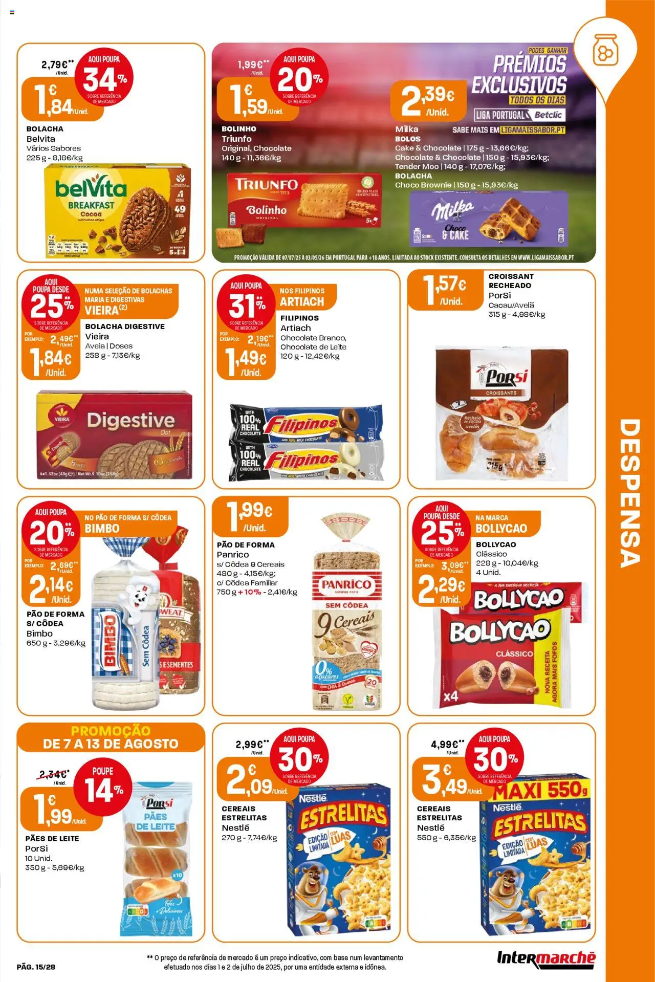 Intermarché folheto │ válido de 07.08.2025 | Página: 15 | Produtos: Aveia, Pão de forma, Base, Leite