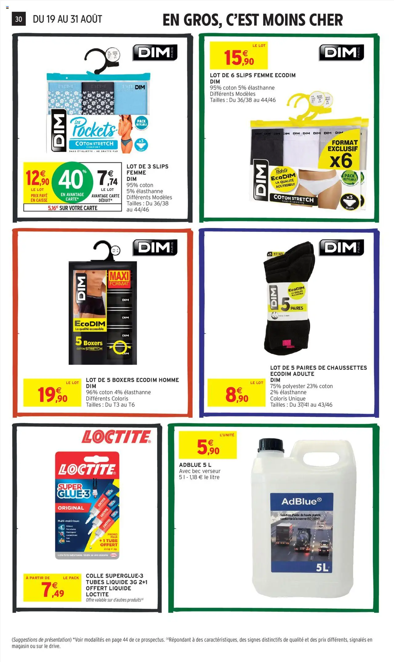  | Page: 30 | Produits: AdBlue, Porcelaine, Colle, Slips