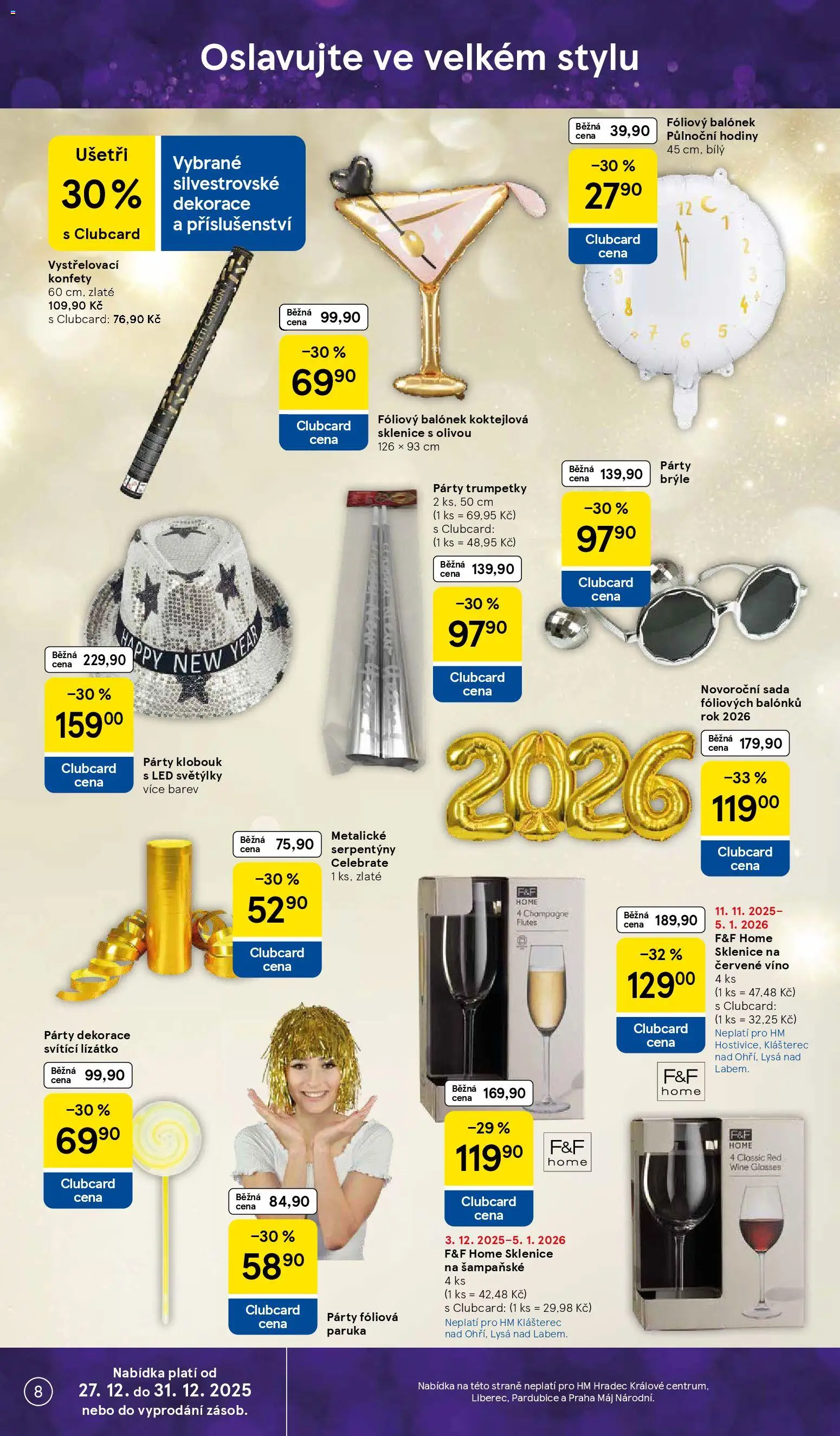 Tesco leták - Hypermarket od 27.12.2025 | Strana: 8 | Produkty: F&F, Paruka, LED, Dekorace