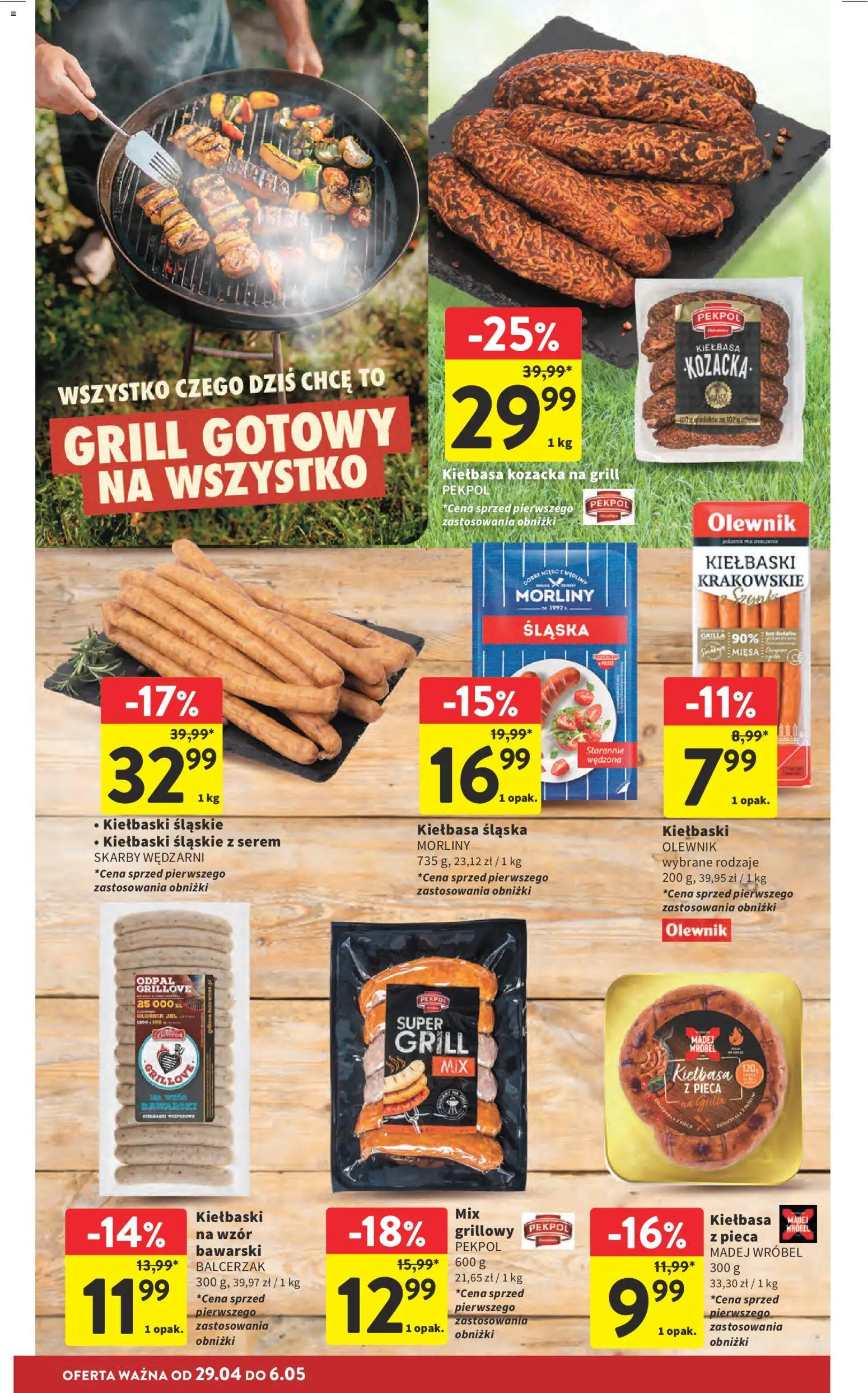 Intermarche gazetka od 29.04.2026 | Strona: 6 | Produkty: Mięso, Grill, Kiełbaski, Kiełbasa śląska