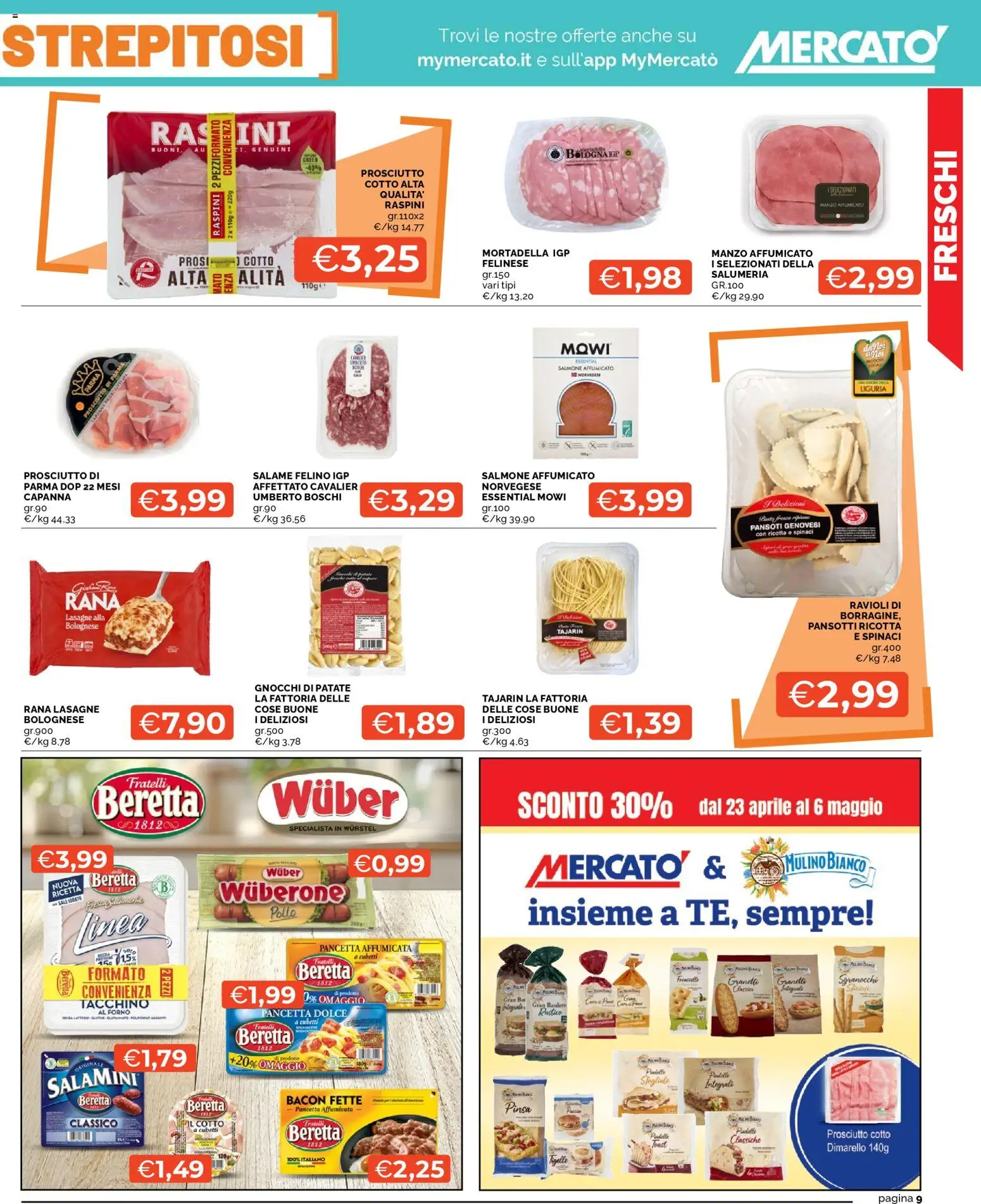 Volantino Mercatò del 23.04.2026 | Pagina: 9 | Prodotti: Pollo, Patate, Prosciutto, Forno