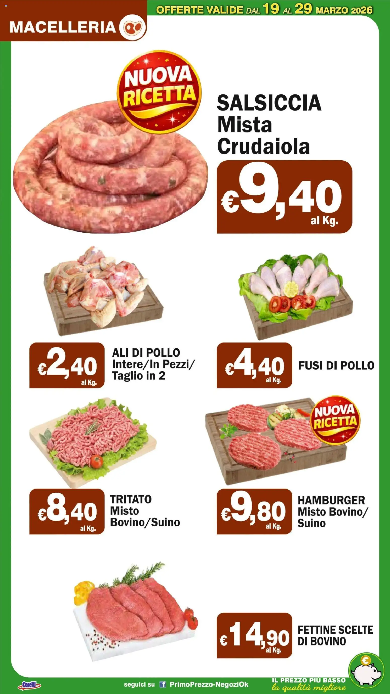 Volantino Primo Prezzo del 19.03.2026 | Pagina: 36 | Prodotti: Bovino, Pollo, Suino, Salsiccia