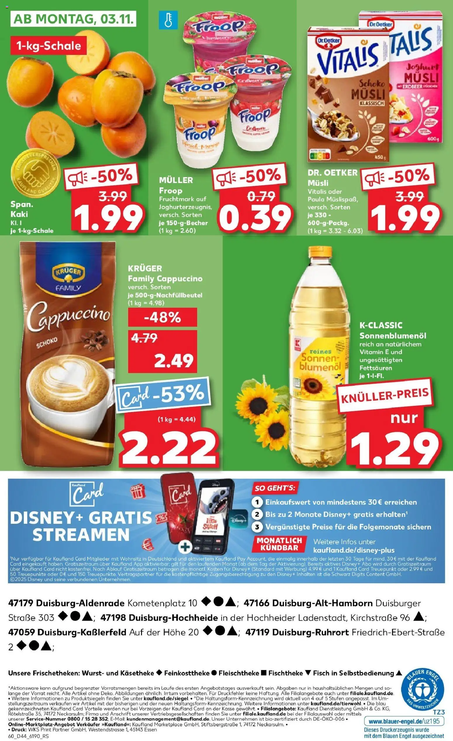 Kaufland prospekt Duisburg	 – gültig ab 30.10.2025 | Seite: 60 | Produkte: Musli, Froop, Joghurt, Sonnenblumenol