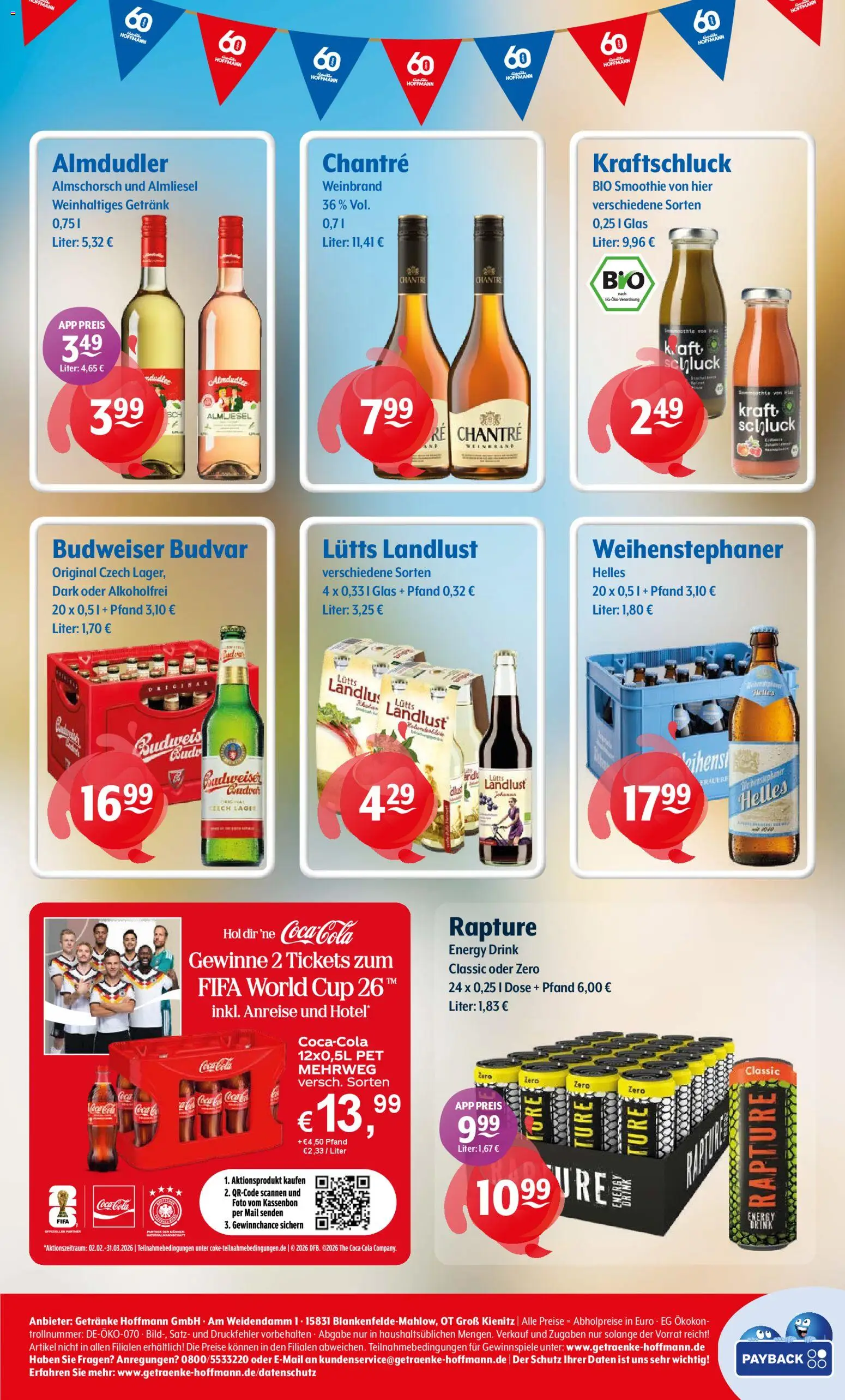 Getränke Hoffmann Prospekt 	 – gültig ab 16.03.2026 | Seite: 8 | Produkte: Coca cola, Cola, Chantré, Budweiser