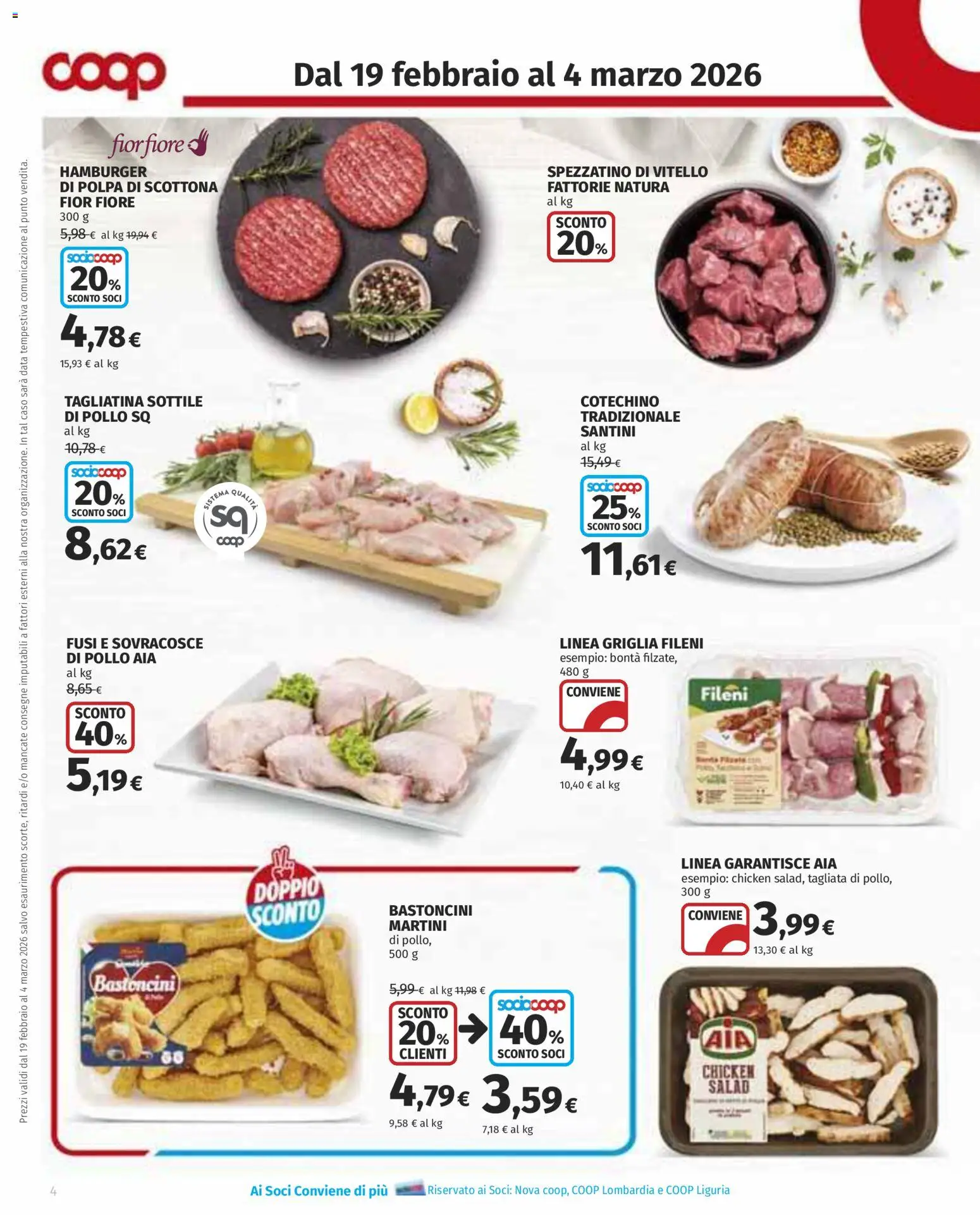 Volantino COOP del 19.02.2026 | Pagina: 4 | Prodotti: Pollo, Data, Vitello, Griglia
