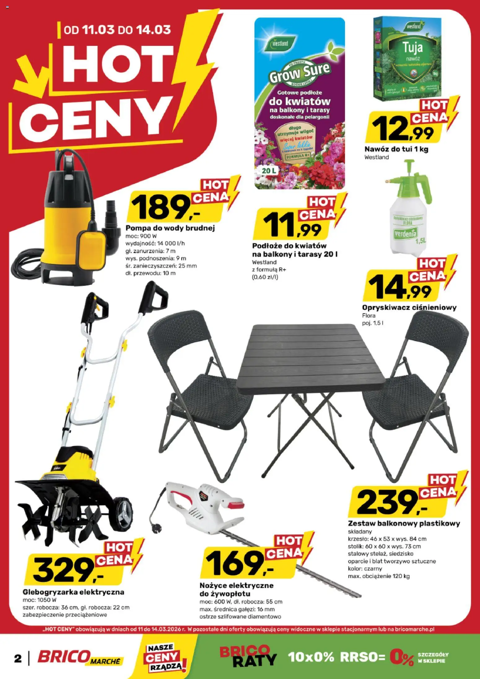 Brico Marché gazetka - Hot ceny od 11.03.2026 | Strona: 2 | Produkty: Opryskiwacz, Krzesło