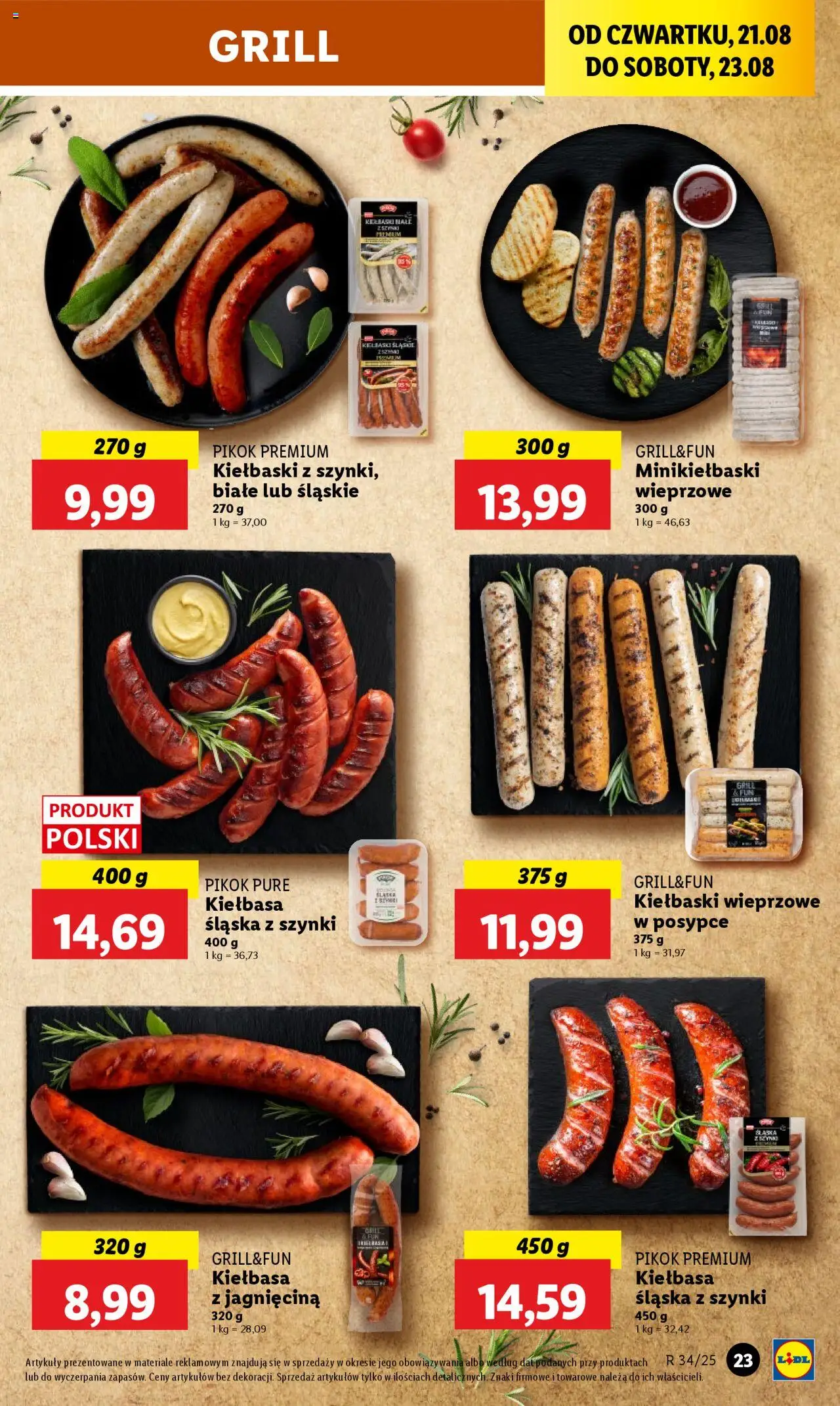 Lidl Gazetka od 21.08.2025 | Strona: 27 | Produkty: Kiełbasa, Grill, Kiełbaski, Kiełbasa śląska