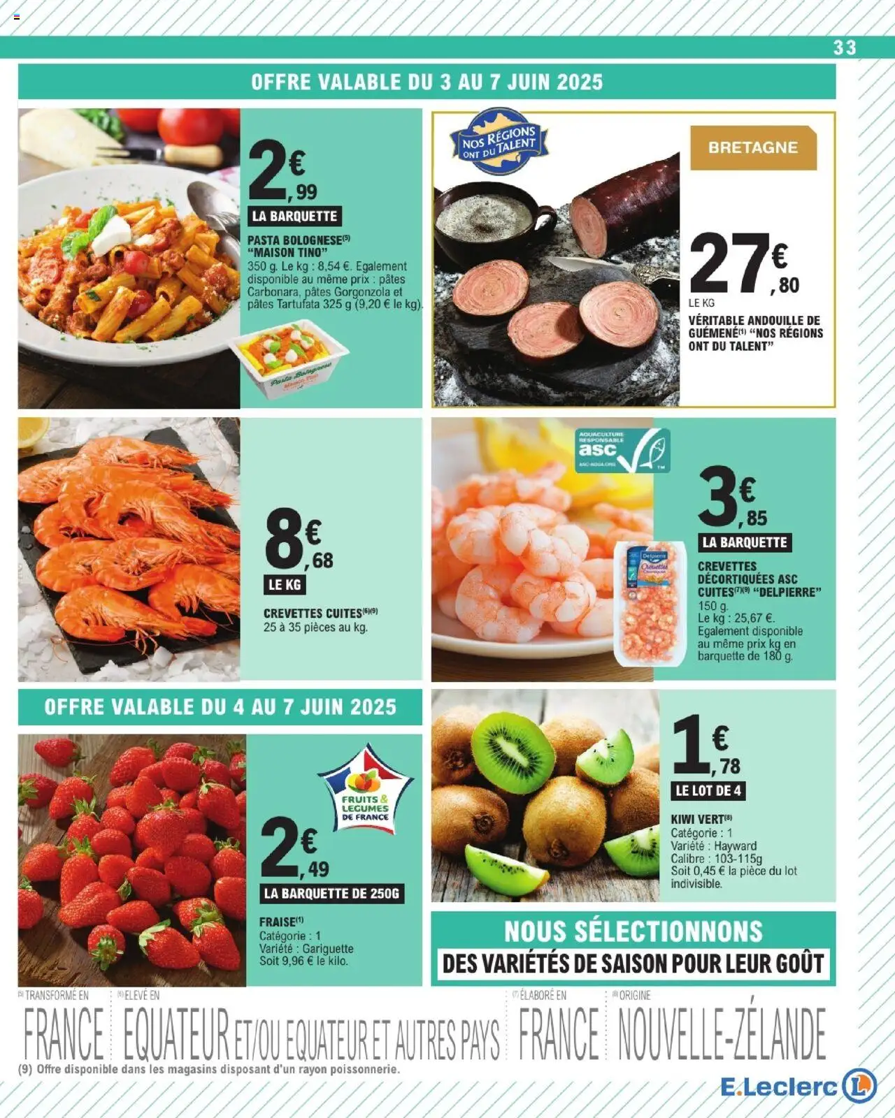  | Page: 33 | Produits: Fraise, Crevettes, Pâtes, Kiwi
