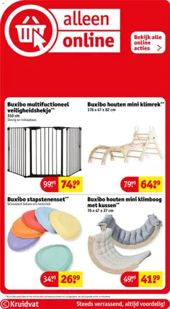 Buxibo houten mini klimboog met kussen**, 76 x 47 x 37 cm - Voorbeeld van een folder van Kruidvat, geldig van 06.10.2025 | Pagina: 58 | Producten: Kussen