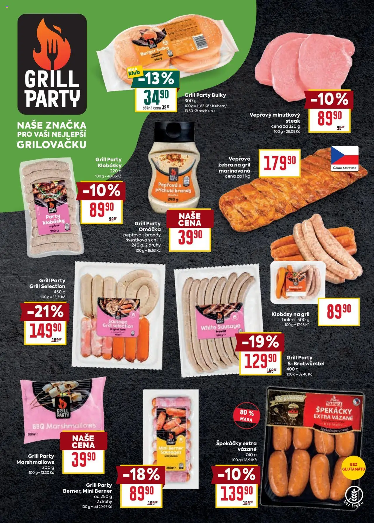 Billa leták - Grilování od 20.08.2025 | Strana: 2 | Produkty: Steak, Marshmallows, Gril, Klobásky
