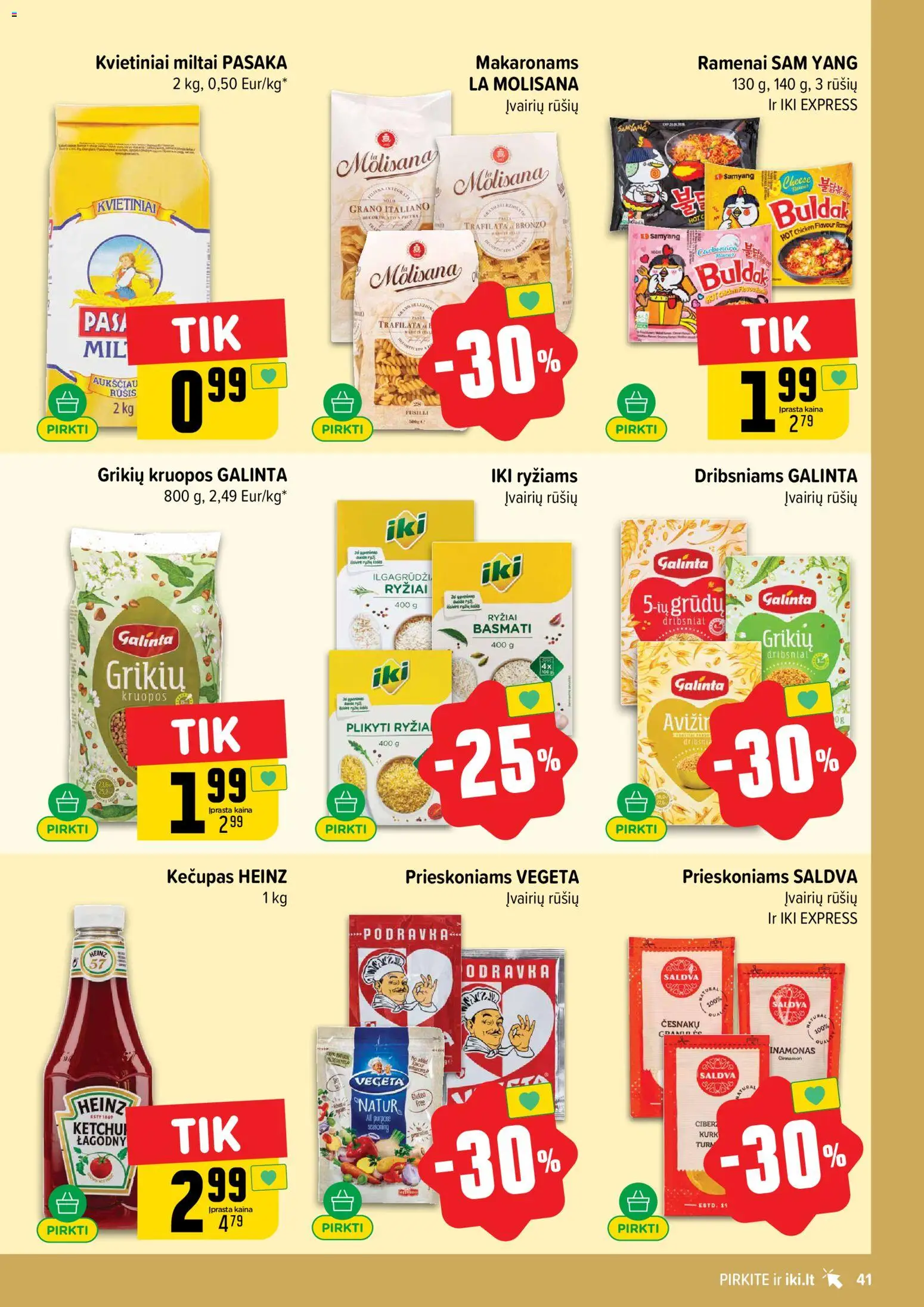 IKI akcijos nuo 13.04.2026 | Puslapis: 41 | Prekių: Kruopos, Miltai, Ryžiai, Kečupas