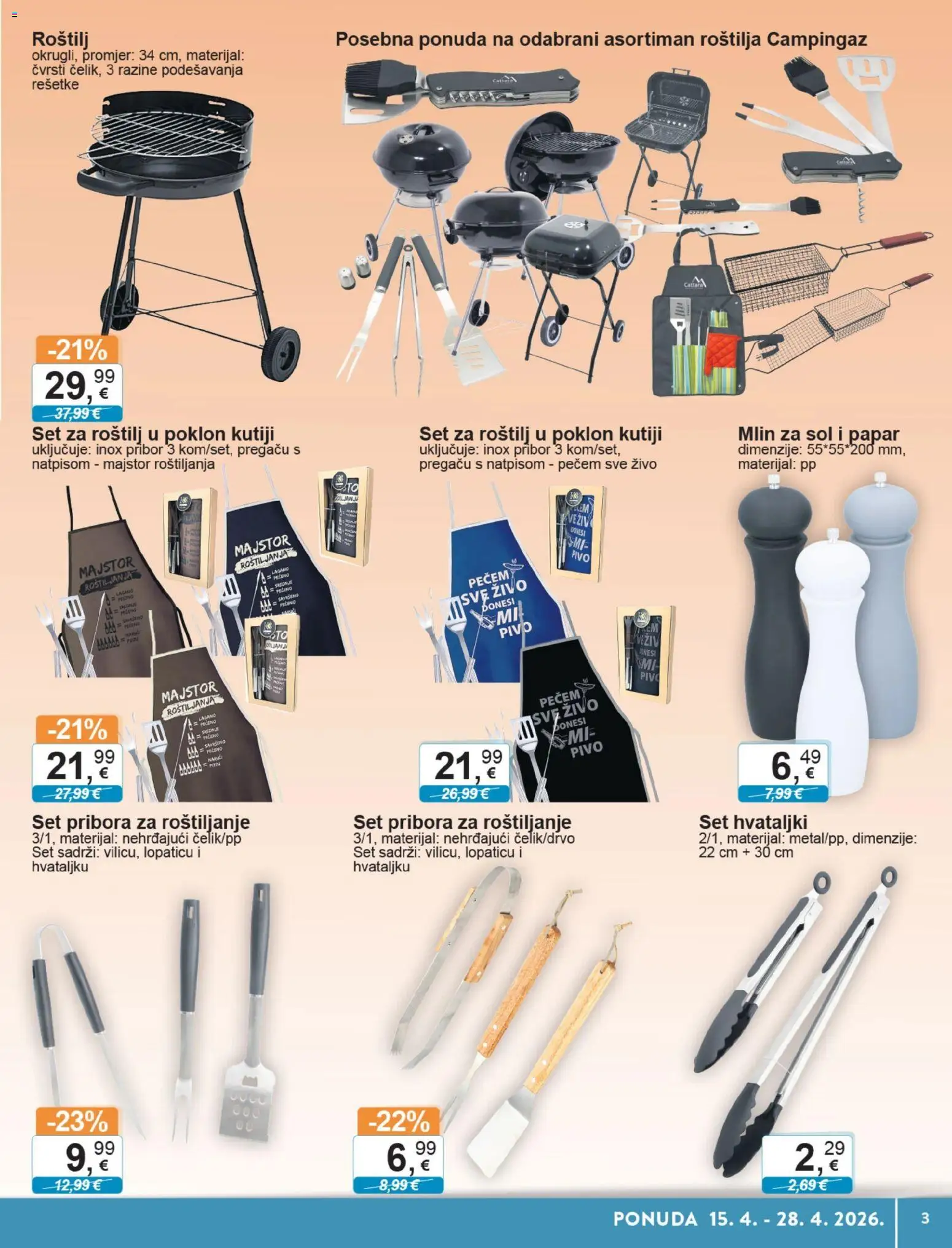 KTC katalog | vrijedi od 15.04.2026 | Stranica: 3 | Proizvodi: Roštilj, Pivo, Sol, Papar