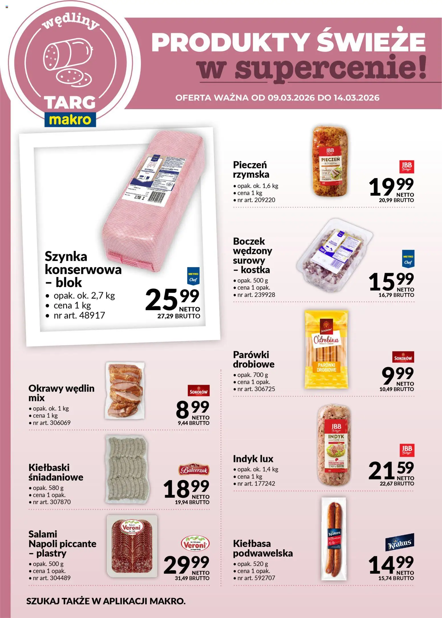 Makro gazetka - Oferta świeża w super cenach od 09.03.2026 | Strona: 3 | Produkty: Kiełbasa, Parówki, Kiełbaski, Wędliny