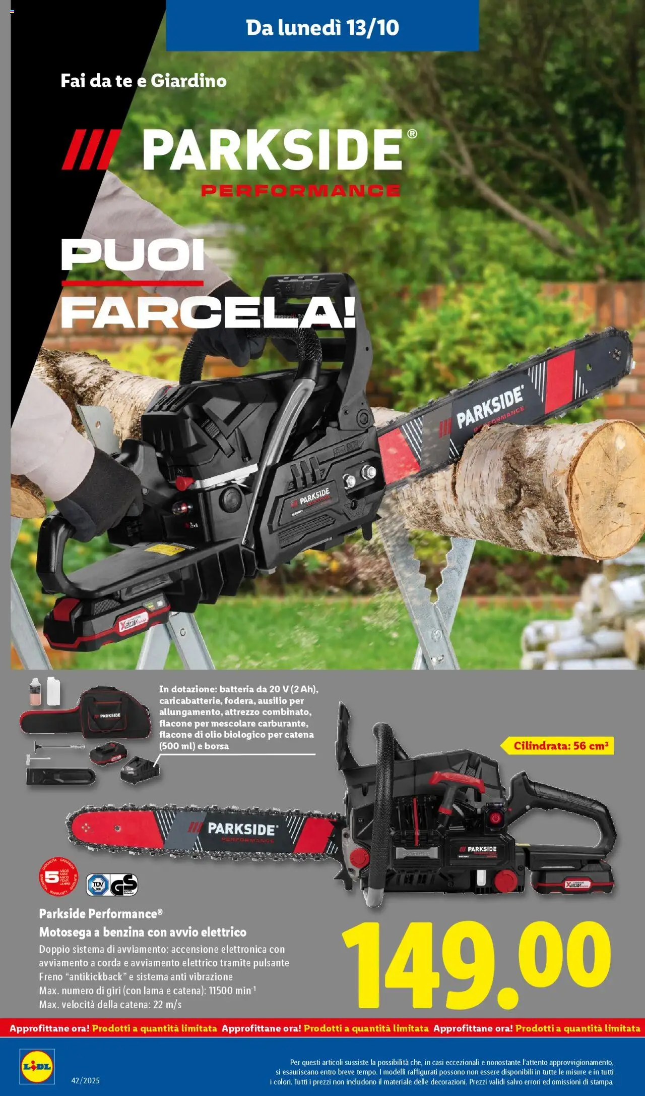 Volantino Lidl del 13.10.2025 | Pagina: 40 | Prodotti: Tè, Olio, Motosega, Borsa