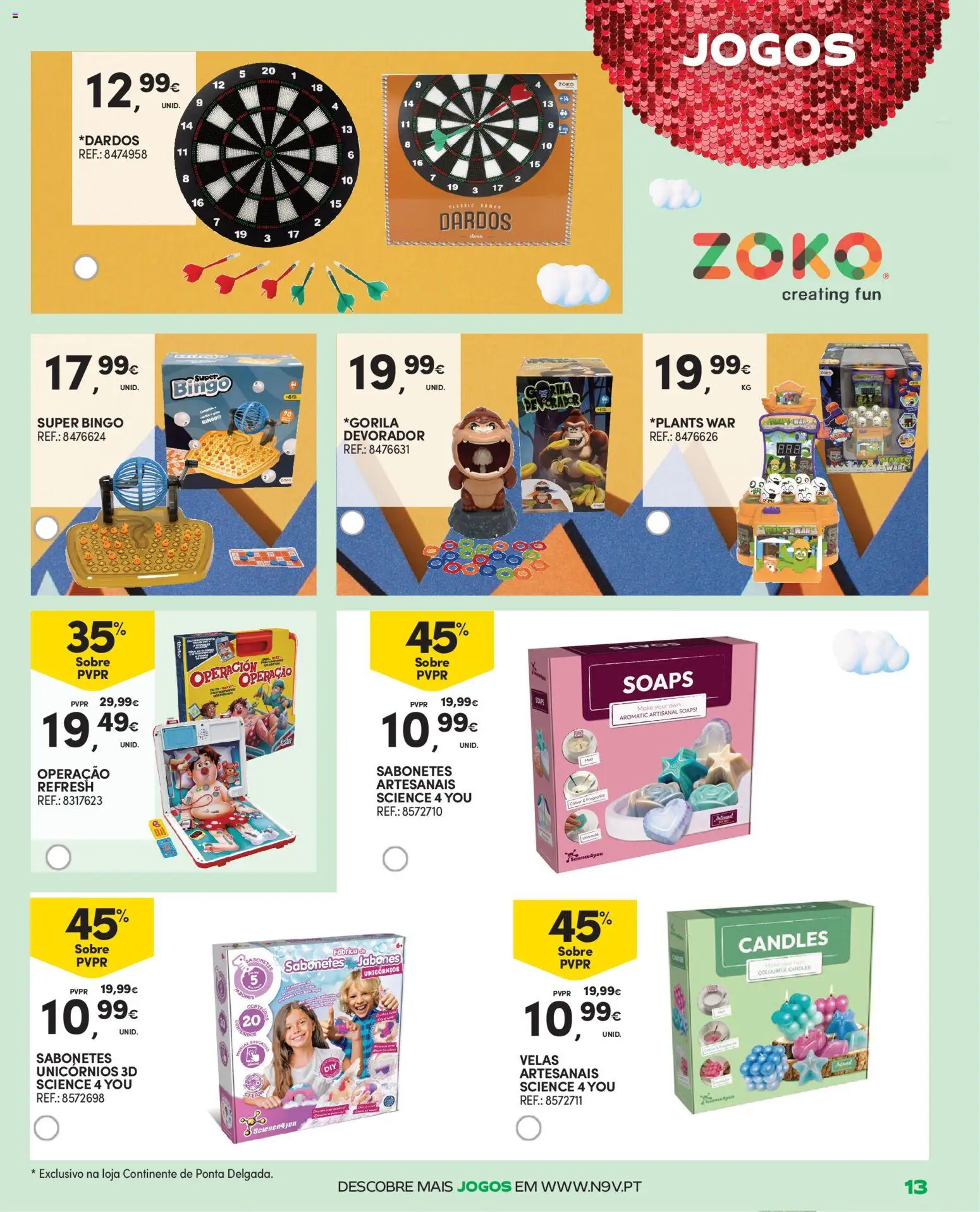 Continente - Açores: Brinquedos │ válido de 11.12.2025 | Página: 13 | Produtos: Jogos, Velas