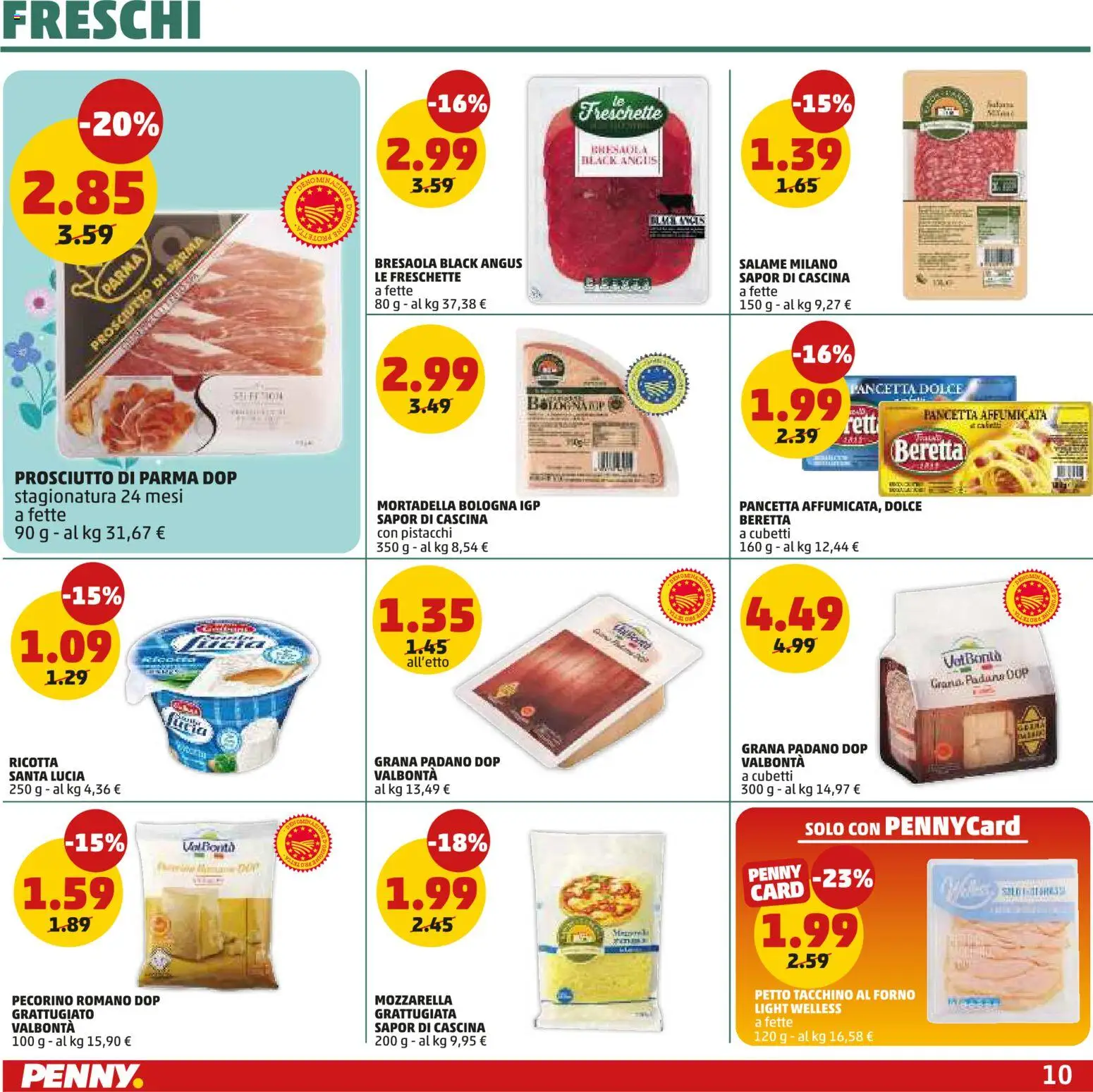 Volantino PENNY del 26.03.2026 | Pagina: 10 | Prodotti: Salame, Mozzarella, Pecorino Romano, Pecorino