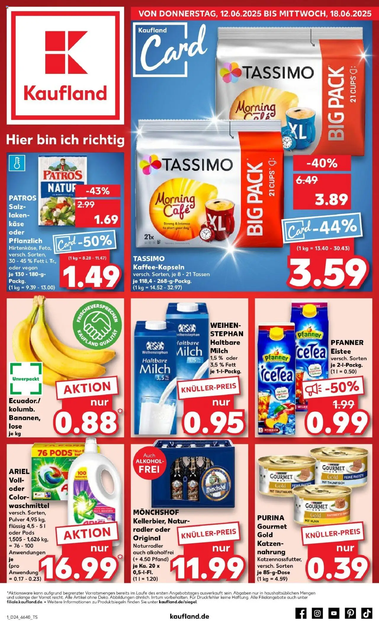 Kaufland prospekt Dingolfing	 - gültig ab dem 11.06.2025 | Seite: 1 | Produkte: Milch, Käse, Ariel, Salz