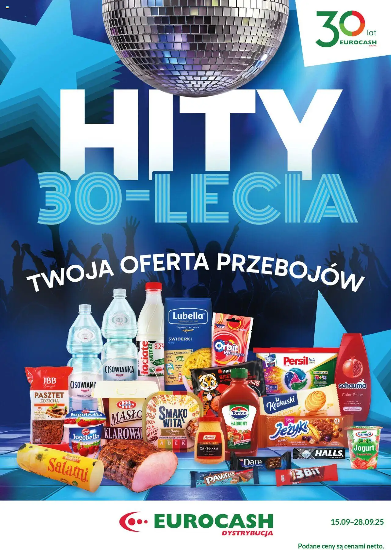 Eurocash Gazetka - Hity 30-lecia od 15.09.2025 | Strona: 1 | Produkty: Masło, Jogurt, Salami