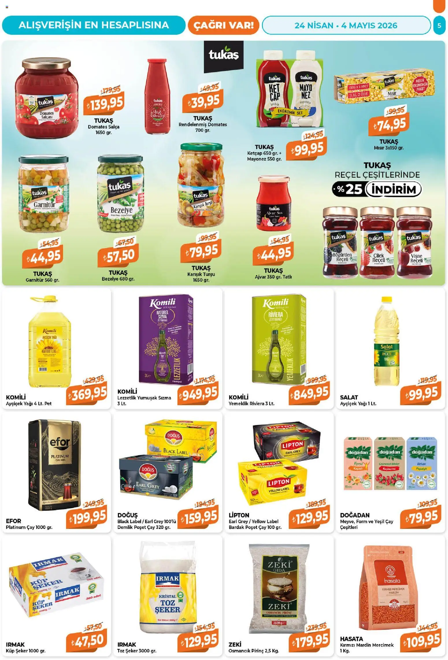 Çağrı Market Katalog - 24.04.2026 tarihinden itibaren geçerlidir | Sayfa: 5 | Ürünler: Şeker, Mayonez, Zselatin, Küp şeker