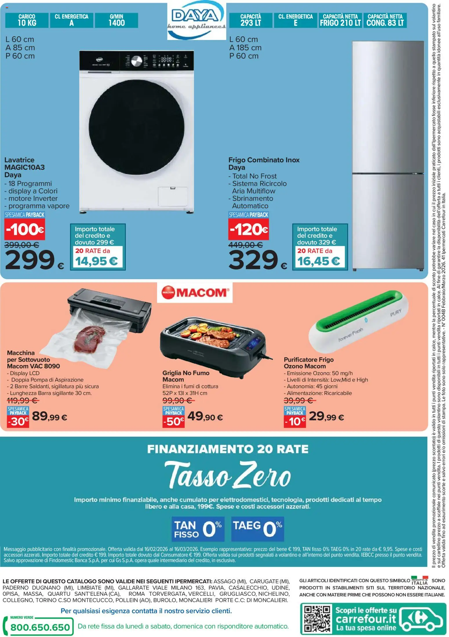 Volantino Carrefour del 16.02.2026 | Pagina: 16 | Prodotti: Lavatrice, Scaffale, Griglia