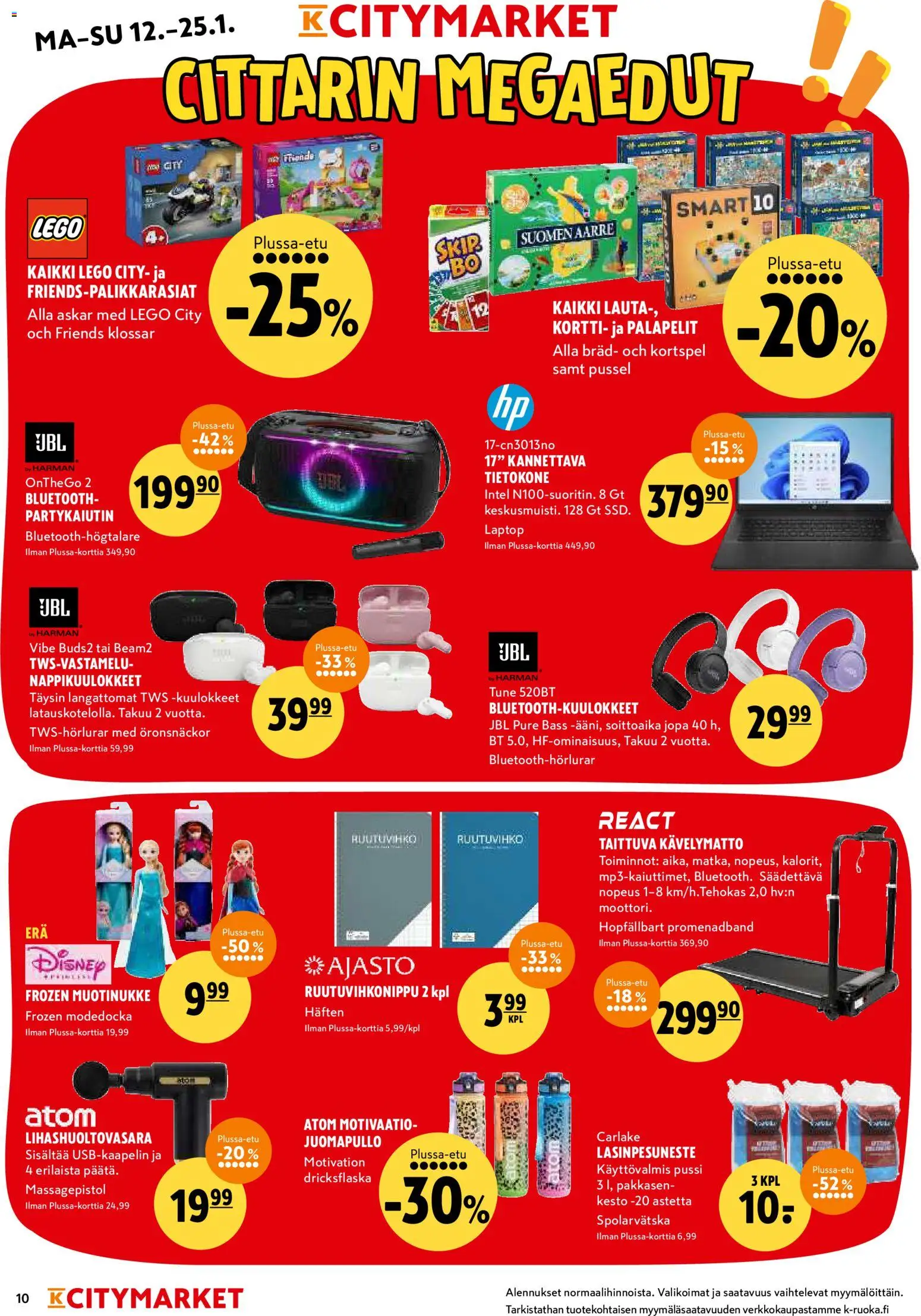 K-Citymarket tarjoukset – voimassa 12.01.2026 alkaen | Sivu: 10 | Tuotteet: Tietokone, Lasinpesuneste, Kuulokkeet