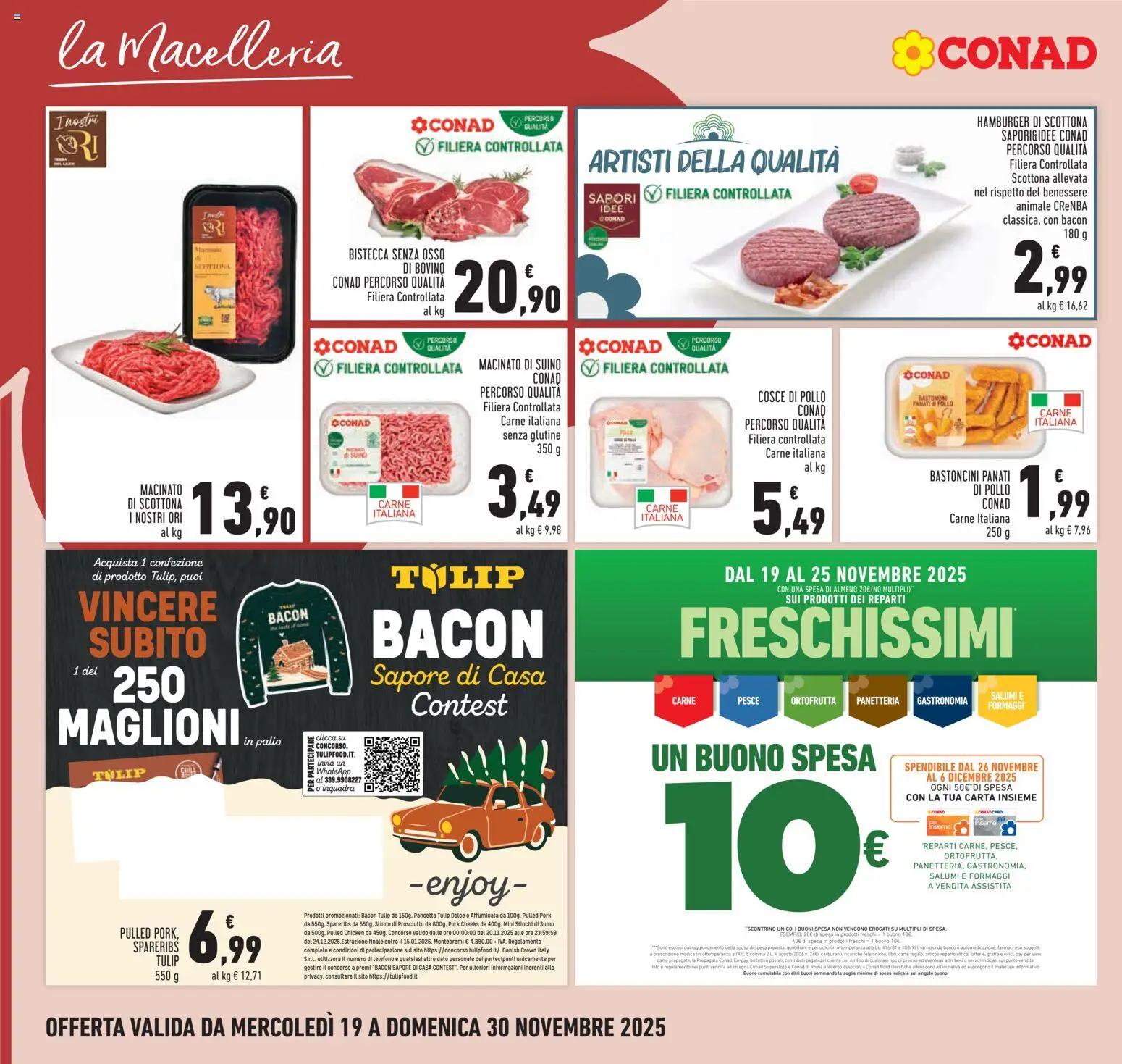 Volantino Conad del 19.11.2025 | Pagina: 4 | Prodotti: Pollo, Pesce, Pancetta, Prosciutto