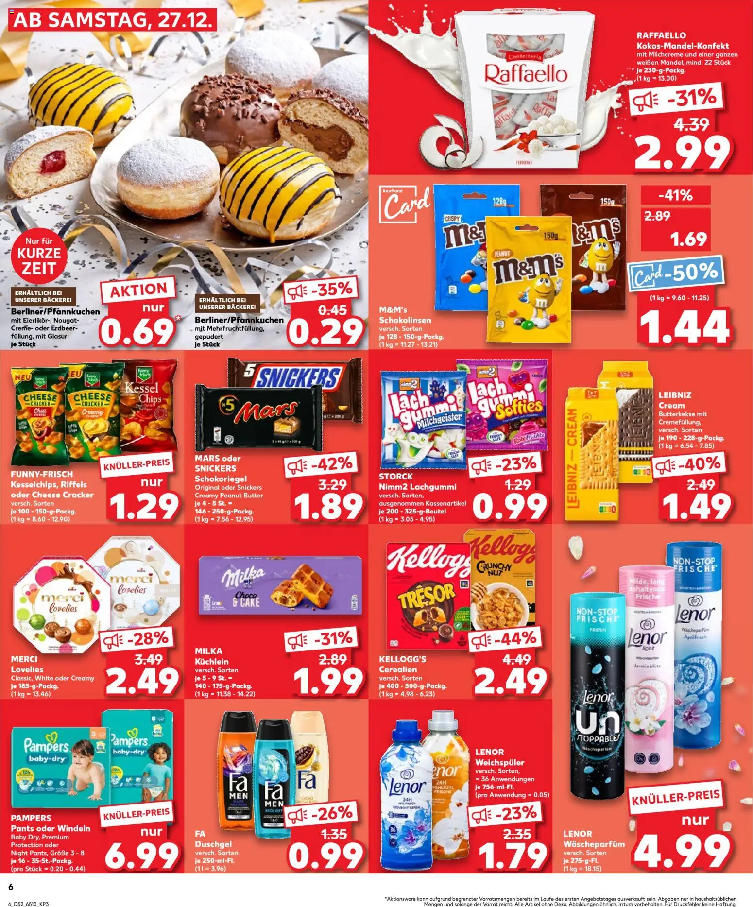 Kaufland prospekt Köln	 – gültig ab 27.12.2025 | Seite: 6 | Produkte: Fa duschgel, Pampers, Kellogg's, Mars