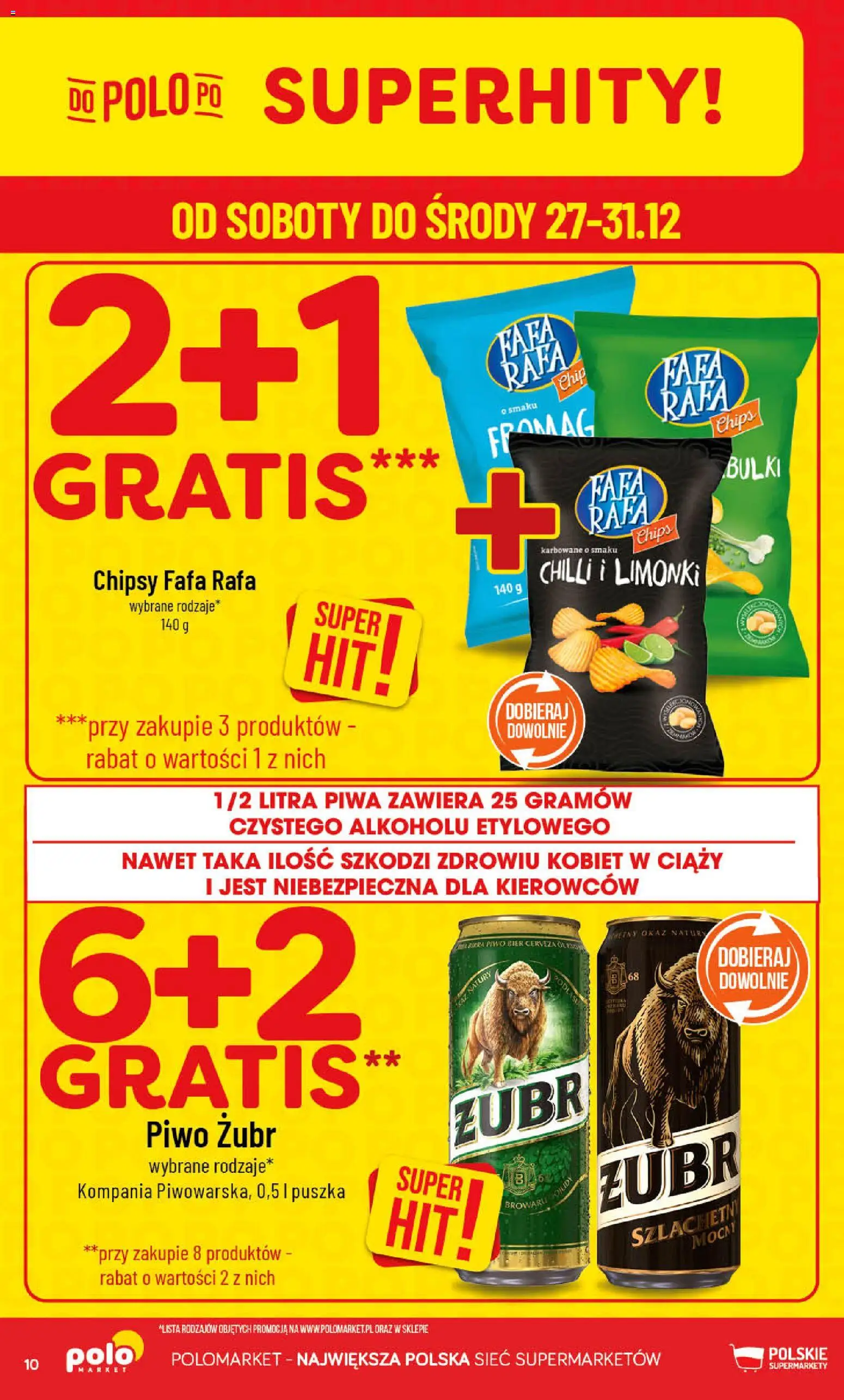 POLOmarket Gazetka od 27.12.2025 | Strona: 10 | Produkty: Piwo żubr, Chipsy, Piwo