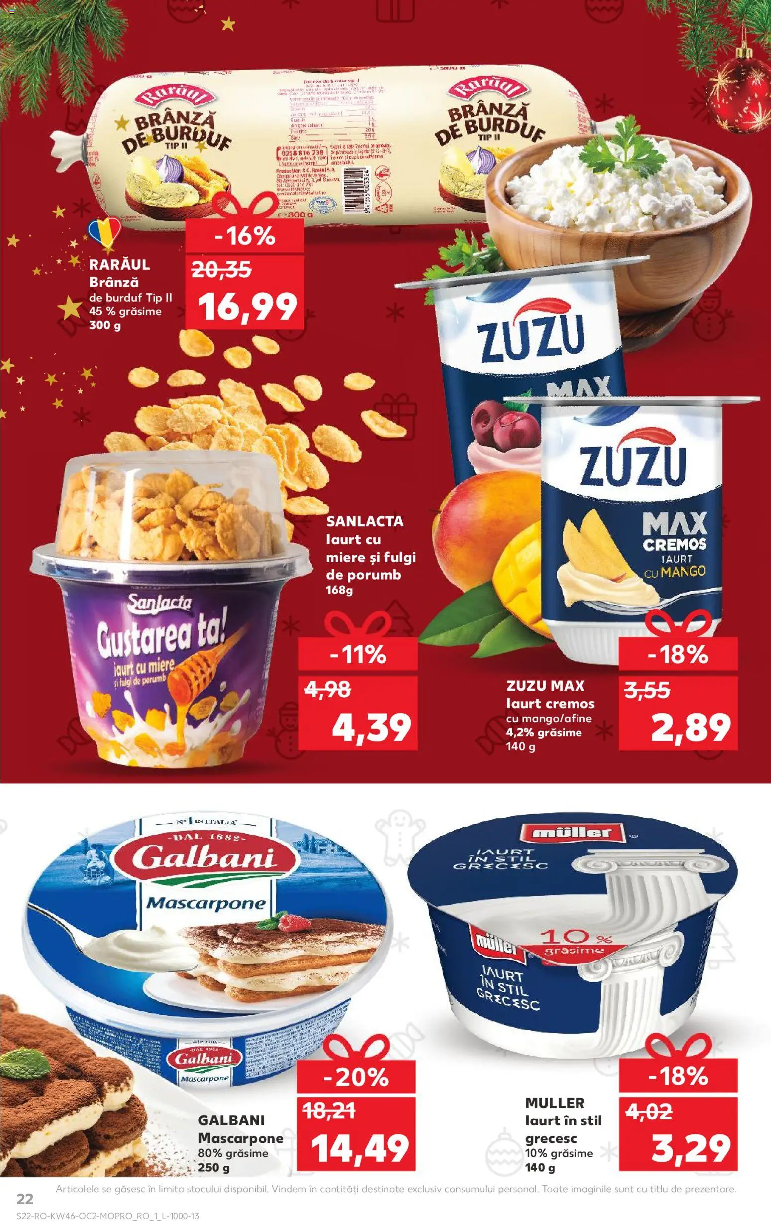 Kaufland RO akciós ujság - amely érvényes a következő dátumtól: 12.11.2025 | Oldal: 22 | Termékek: Mascarpone, Mangó