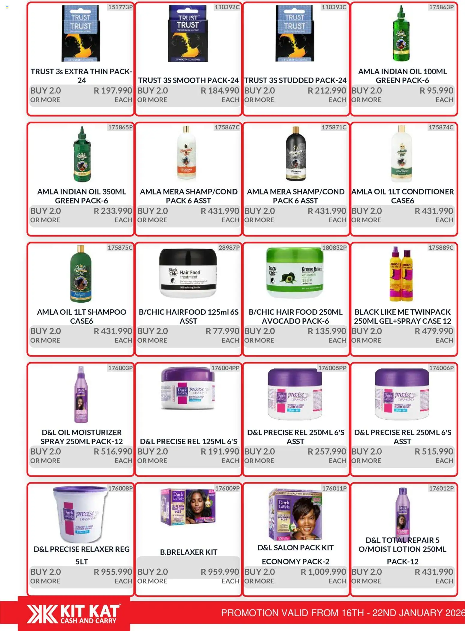 New KIT KAT Cash & Carry catalogue – valid from 16.01.2026 | Page: 16 | Products: Moisturizer, Shampoo, Relaxer, Lotion