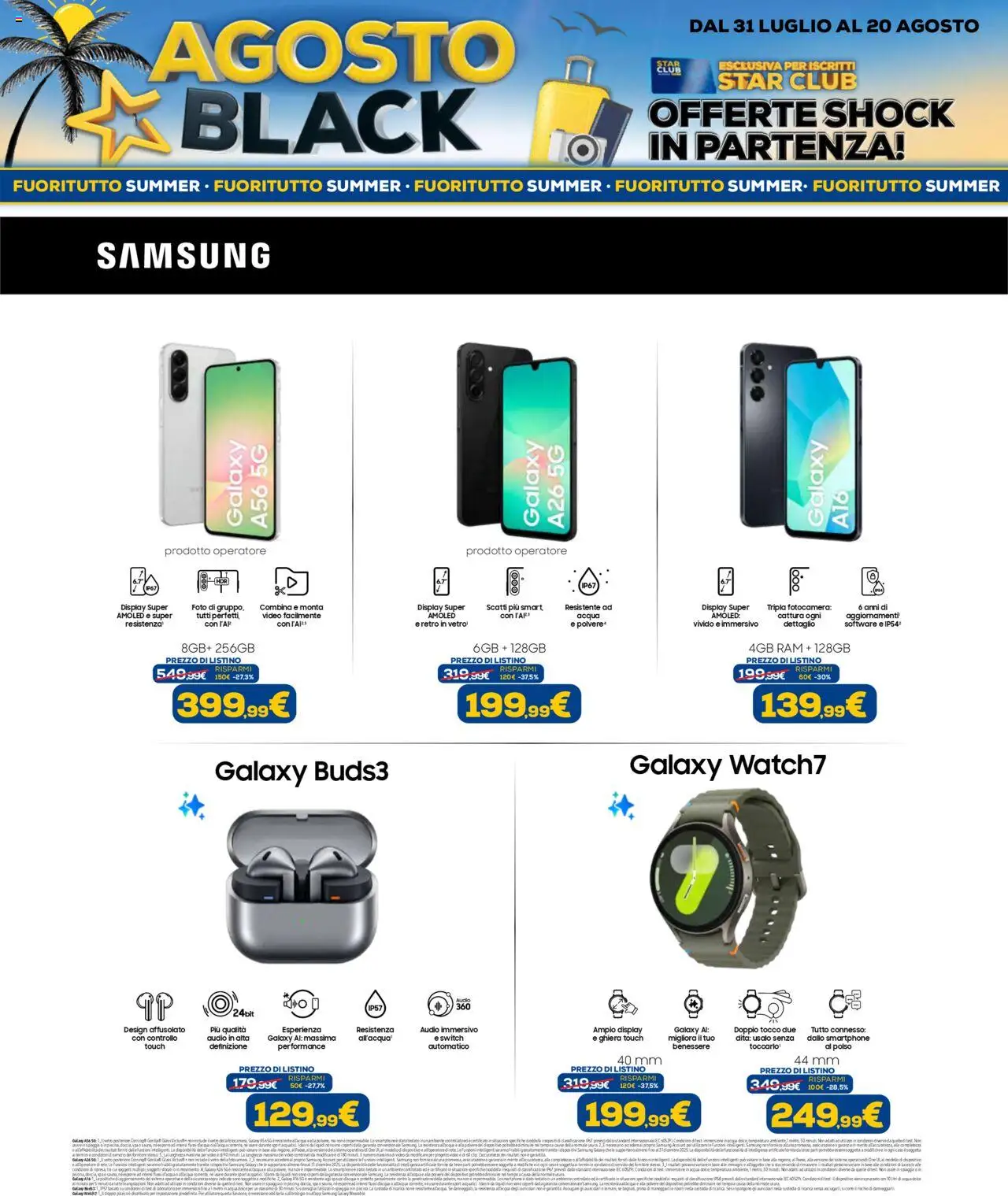 Volantino Euronics del 31.07.2025 | Pagina: 2 | Prodotti: Acqua, Smartphone, Fotocamera, Samsung