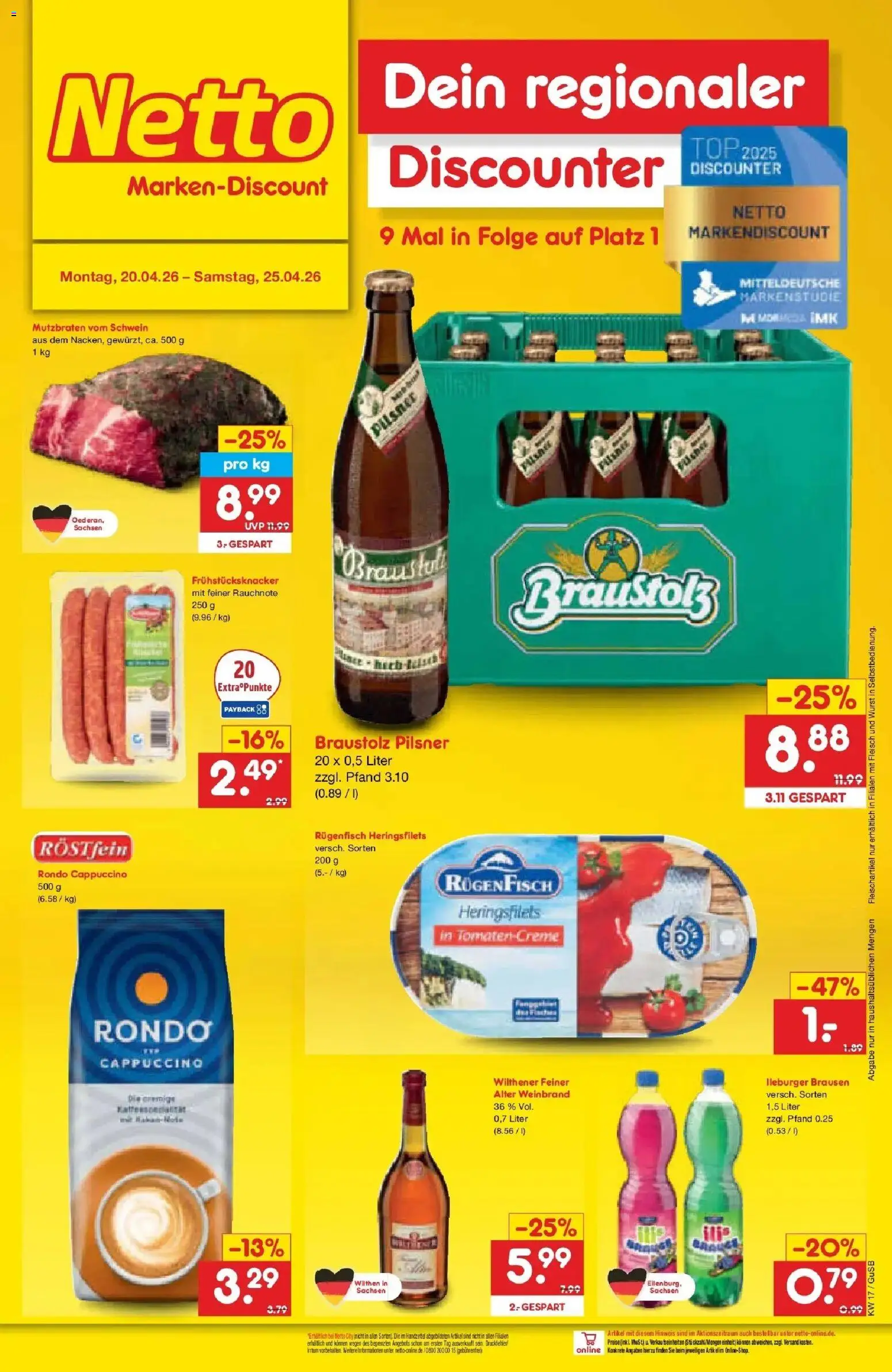 Netto Marken-Discount Prospekt Machern	 – gültig ab 20.04.2026 | Seite: 28 | Produkte: Tomaten, Creme, Fisch, Wurst
