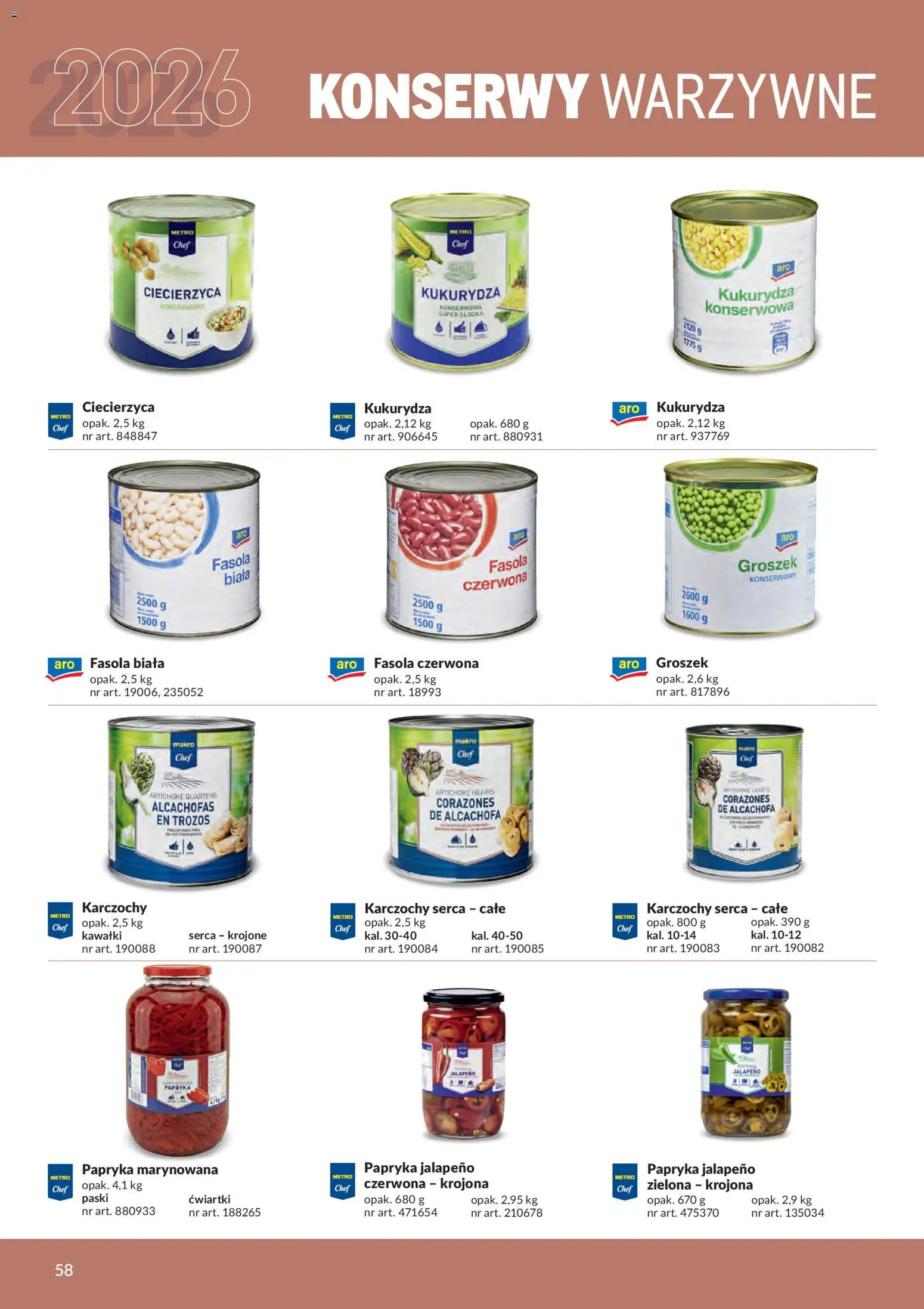 Makro gazetka - Produktów marek własnych dla profesjonalnej Gastronomii od 01.03.2026 | Strona: 58 | Produkty: Groszek, Ciecierzyca, Papryka, Fasola czerwona