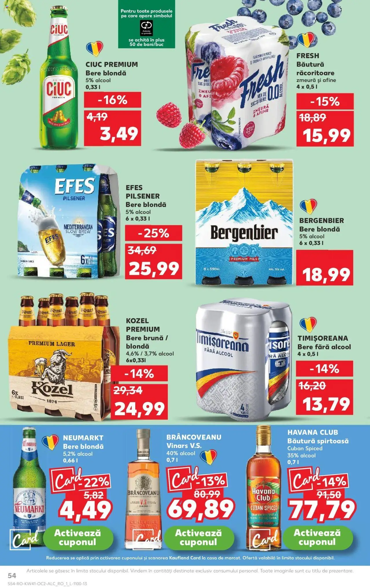 Noul catalog Kaufland – valabil de la 08.10.2025 | Pagină: 54 | Produse: Afine, Suc, Bere, Plastik Kulübe