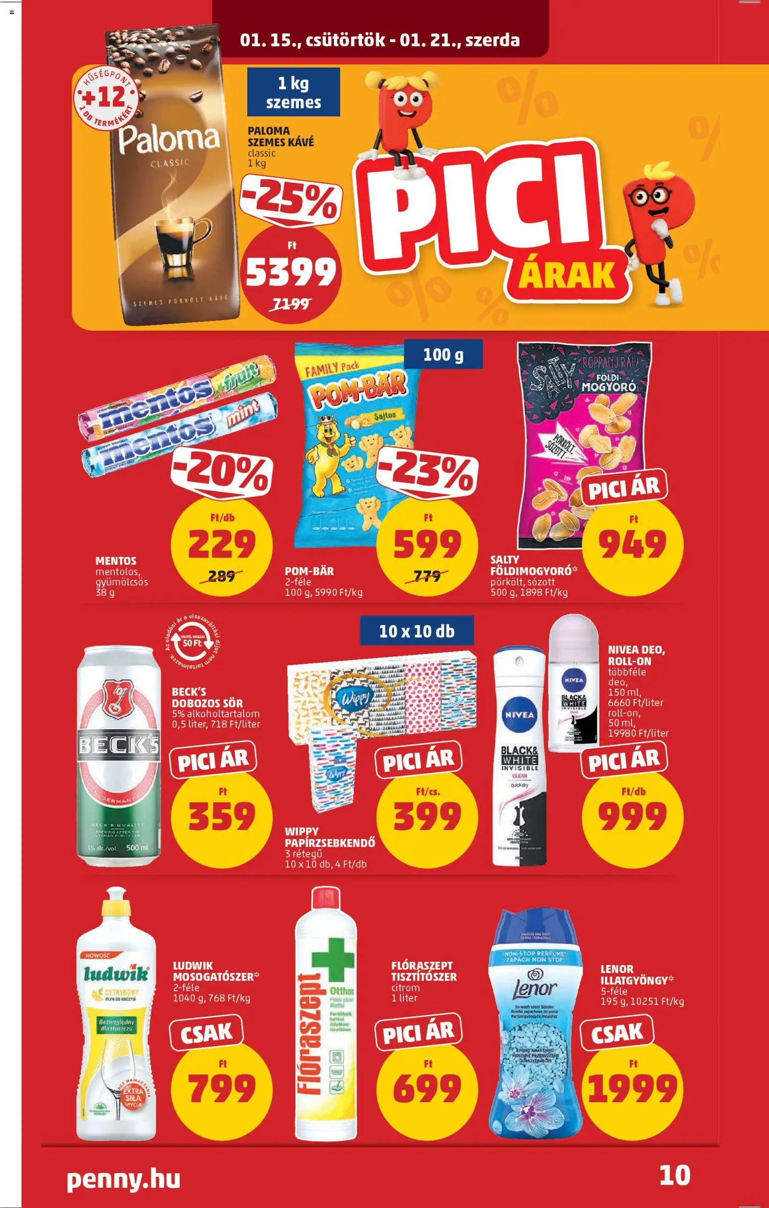 PENNY akciós ujság - amely érvényes a következő dátumtól: 15.01.2026 | Oldal: 14 | Termékek: Mogyoró, Dobozos sör, Mosogatószer, Földimogyoró