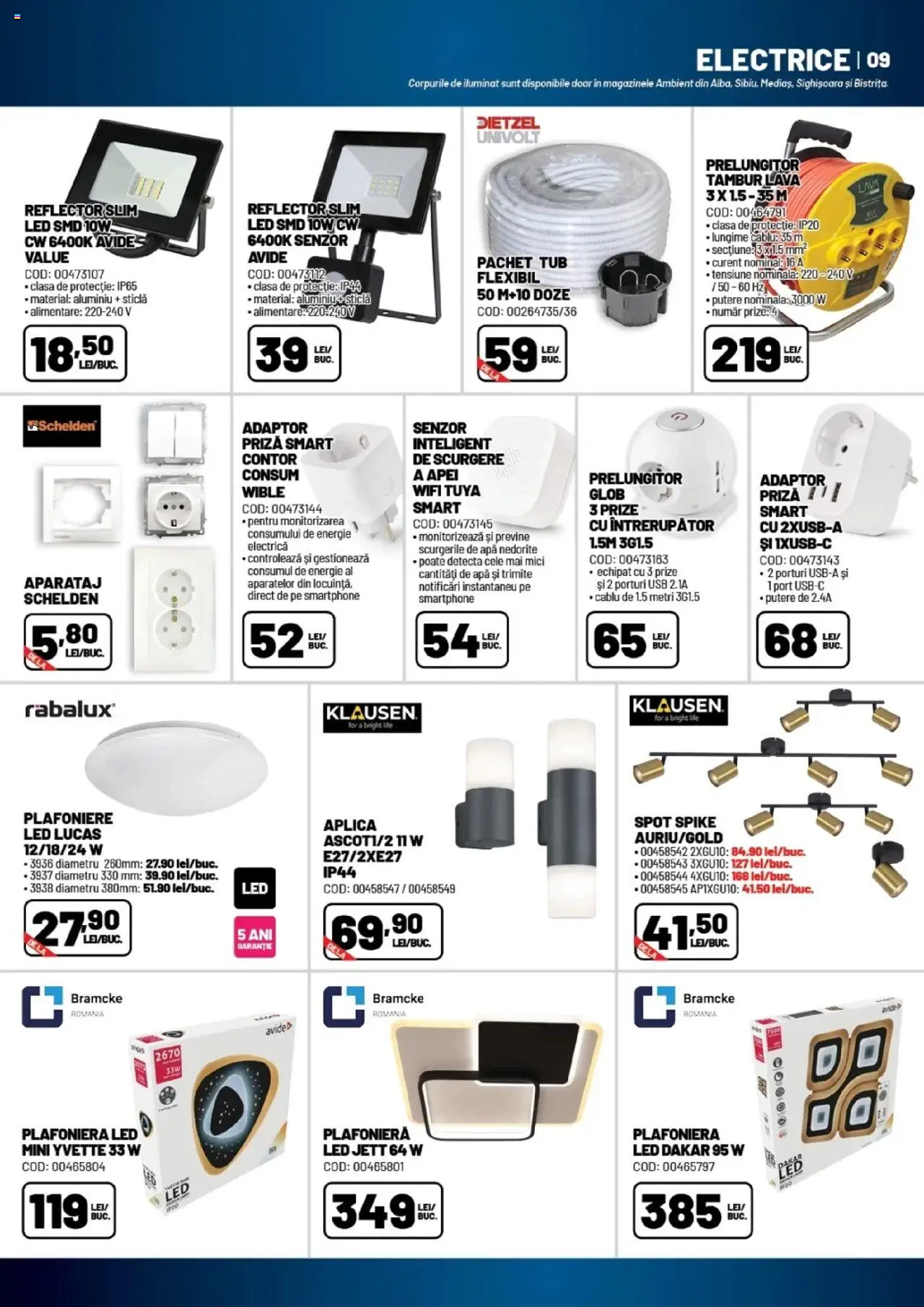 Noul catalog Ambient – valabil de la 01.10.2025 | Pagină: 9 | Produse: Prelungitor, Cablu, Plafonieră, Mici
