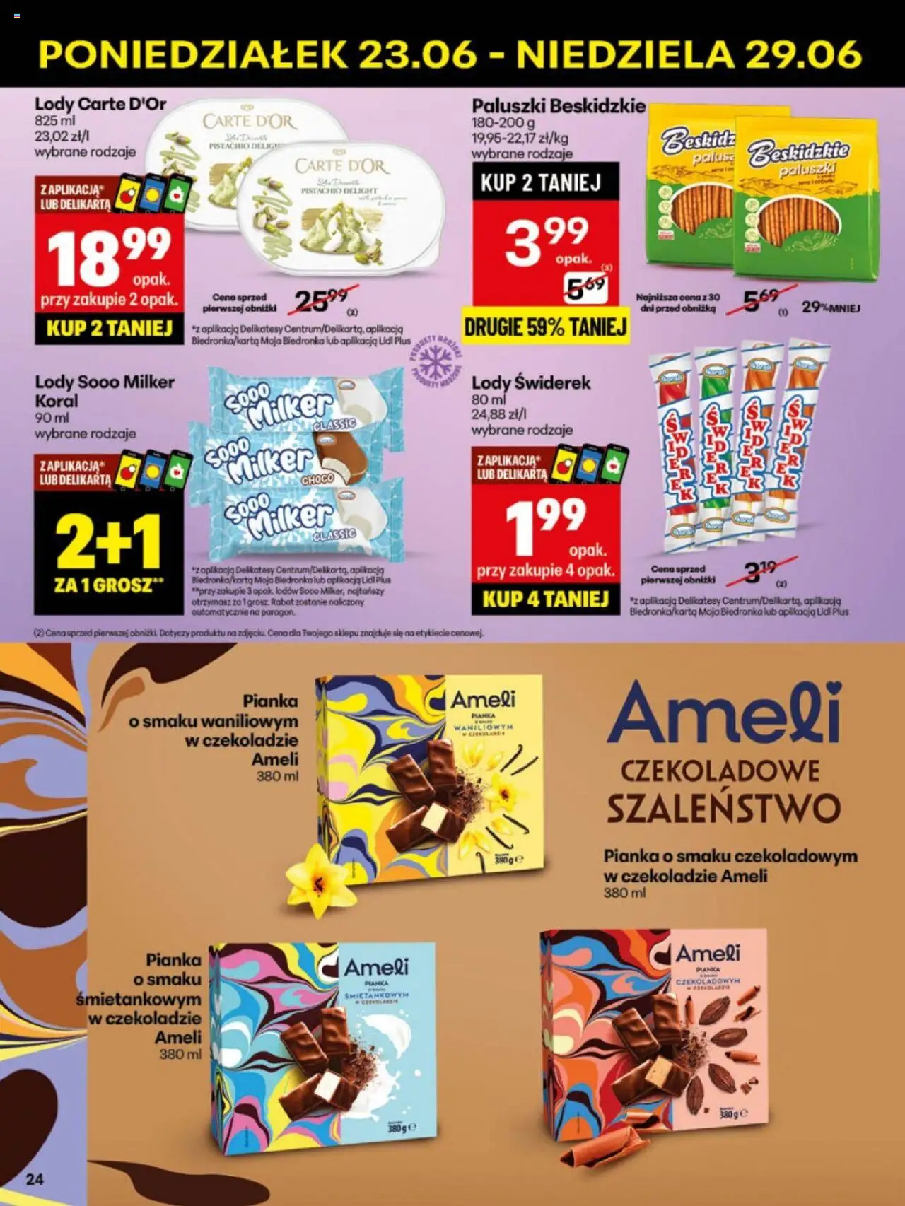 Delikatesy Centrum Gazetka - Sklepy Własne od 23.06.2025 | Strona: 24 | Produkty: Delikatesy, Paluszki, Lody