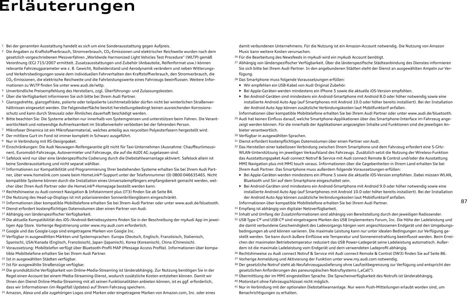 Audi RS 3 Sportback / RS 3 Limousine – gültig ab 28.10.2025 | Seite: 87 | Produkte: Navigation, Maske, Smartphone