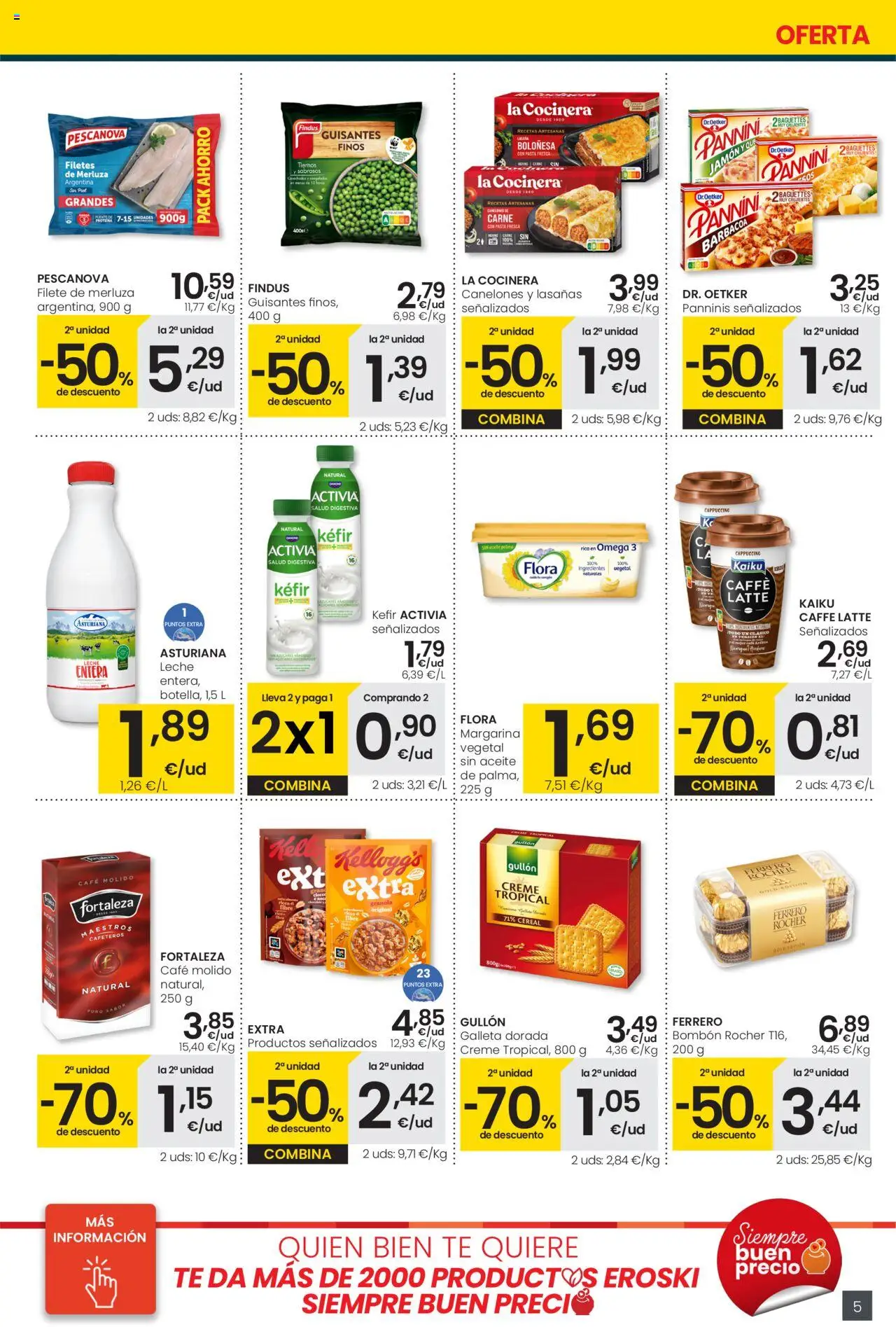 Eroski - Precio más bajo  │ válido desde el 16.10.2025 | Página: 5 | Productos: Κρεμάστρα, Leche, Café molido, Filete