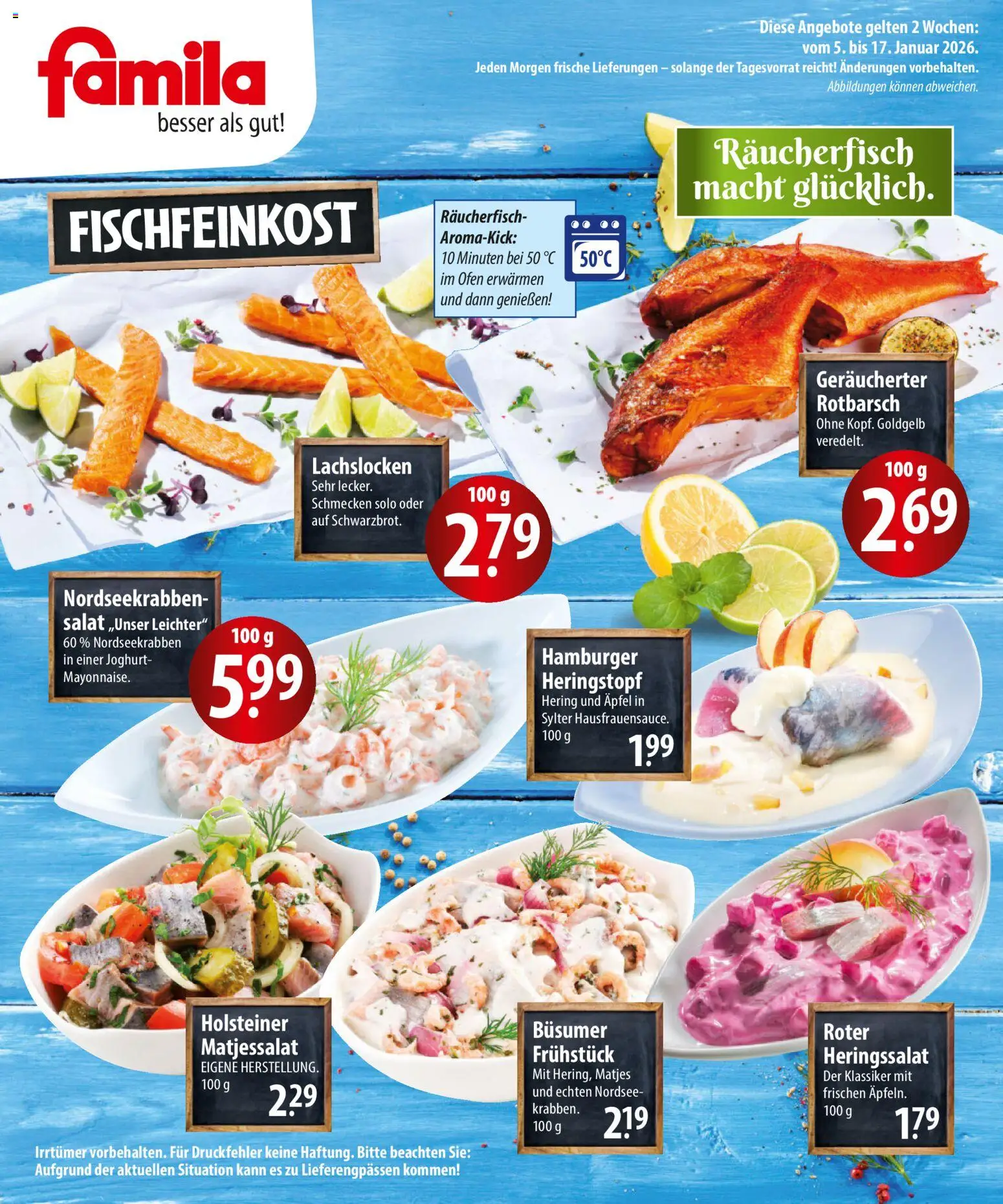 Famila  Fischmarkt – gültig ab 05.01.2026 | Seite: 2 | Produkte: Ofen, Joghurt, Äpfel, Salat