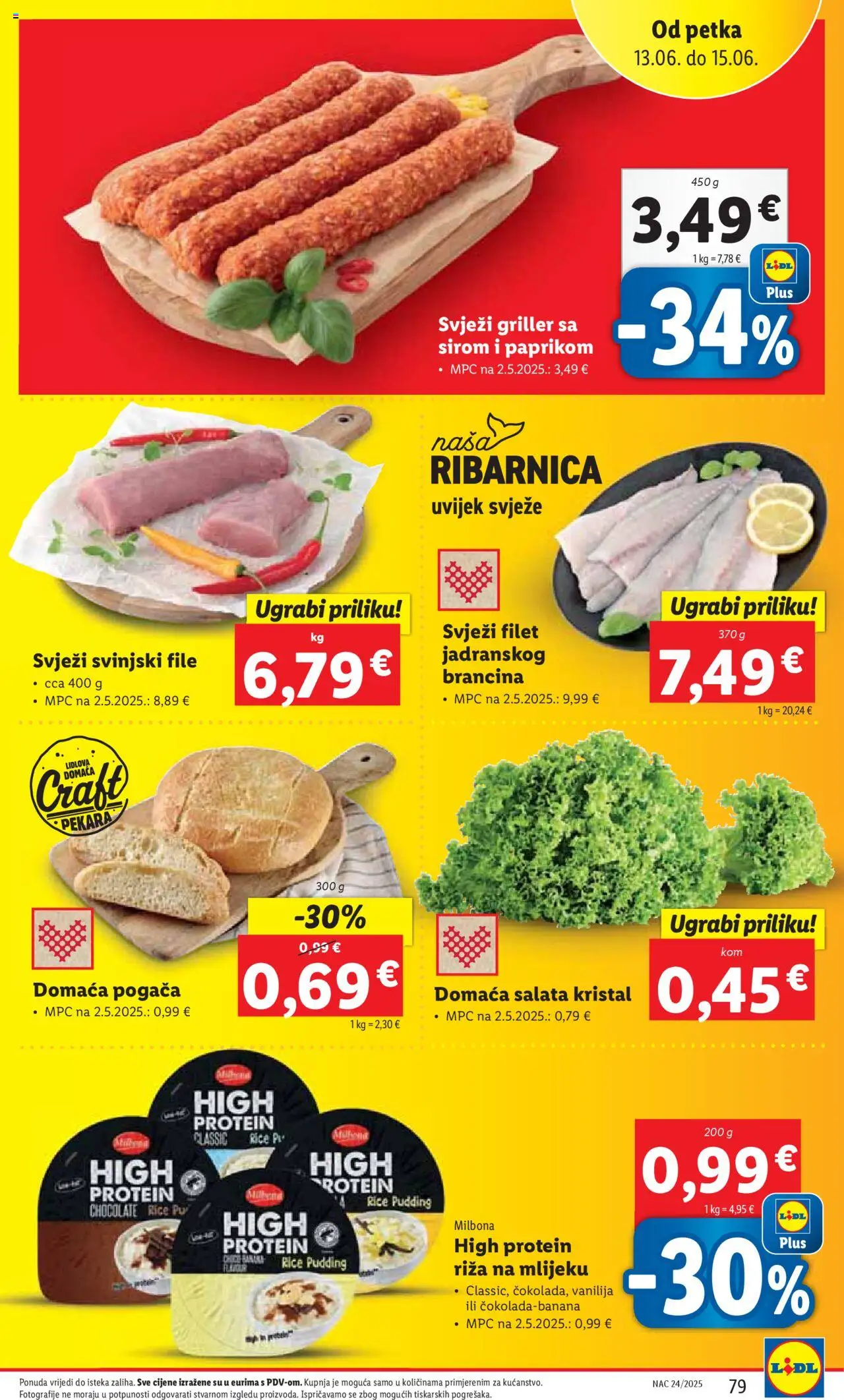 Lidl katalog | vrijedi od 09.06.2025 | Stranica: 79 | Proizvodi: Pekara, Riža, Svinjski file, Salata