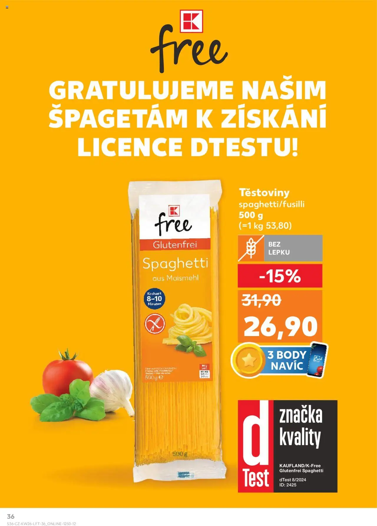 Kaufland leták od 25.06.2025 | Strana: 36 | Produkty: Test, Těstoviny, Body