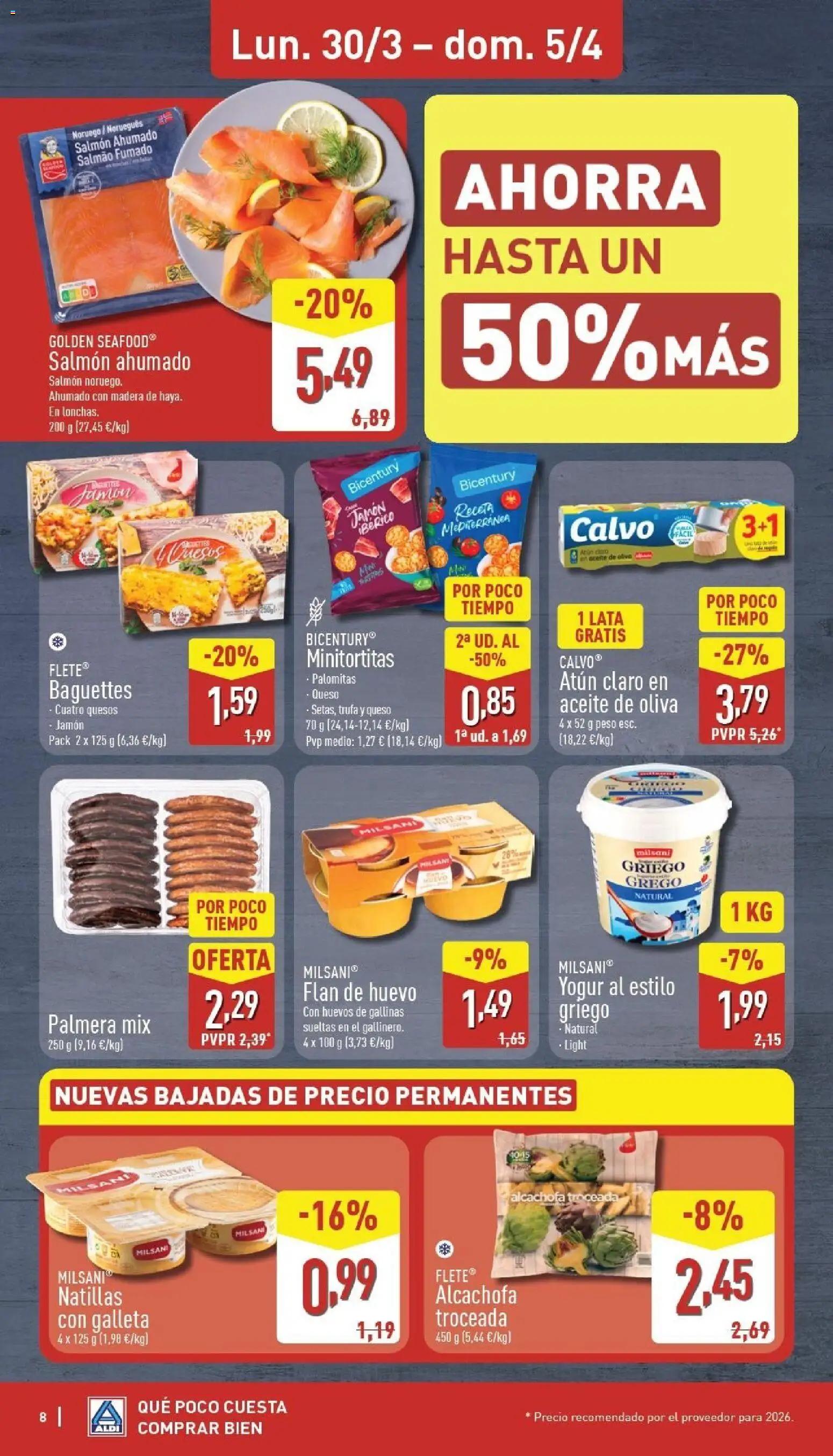Aldi folleto Península │ válido desde el 30.03.2026 | Página: 8 | Productos: Yogur, Huevos, Aceite de oliva, Atún claro