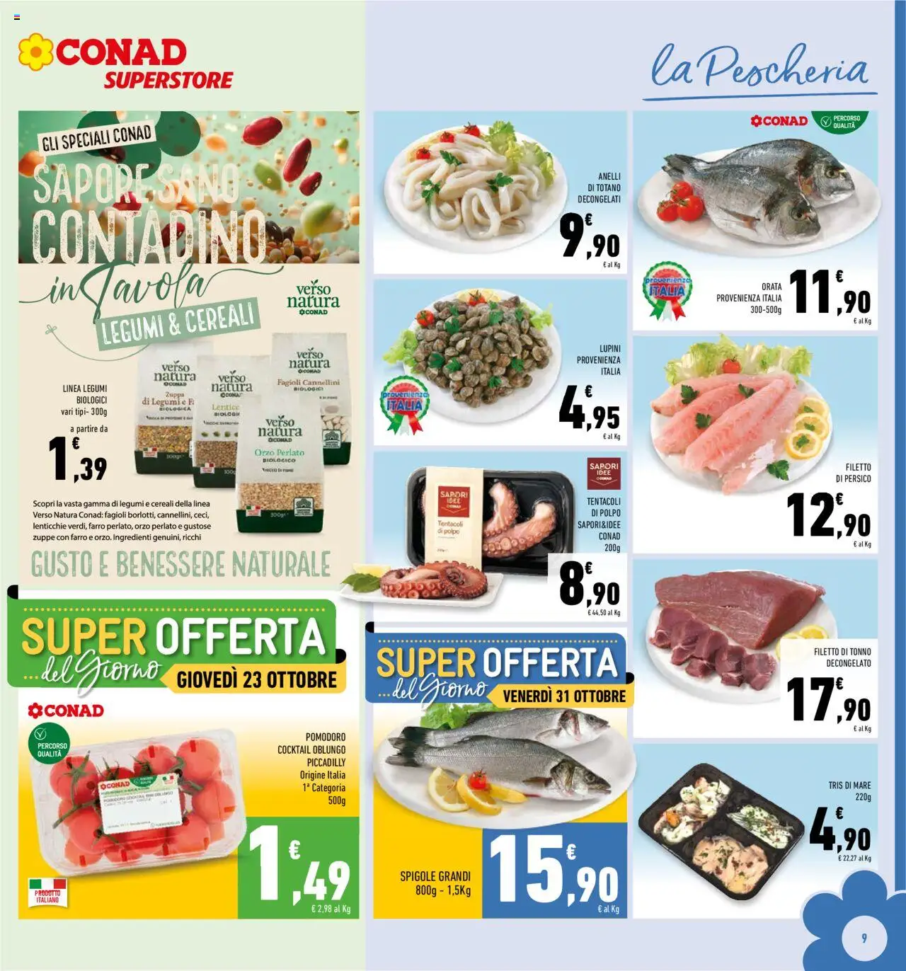 Volantino Conad del 22.10.2025 | Pagina: 9 | Prodotti: Legumi, Lenticchie, Polpo, Tonno