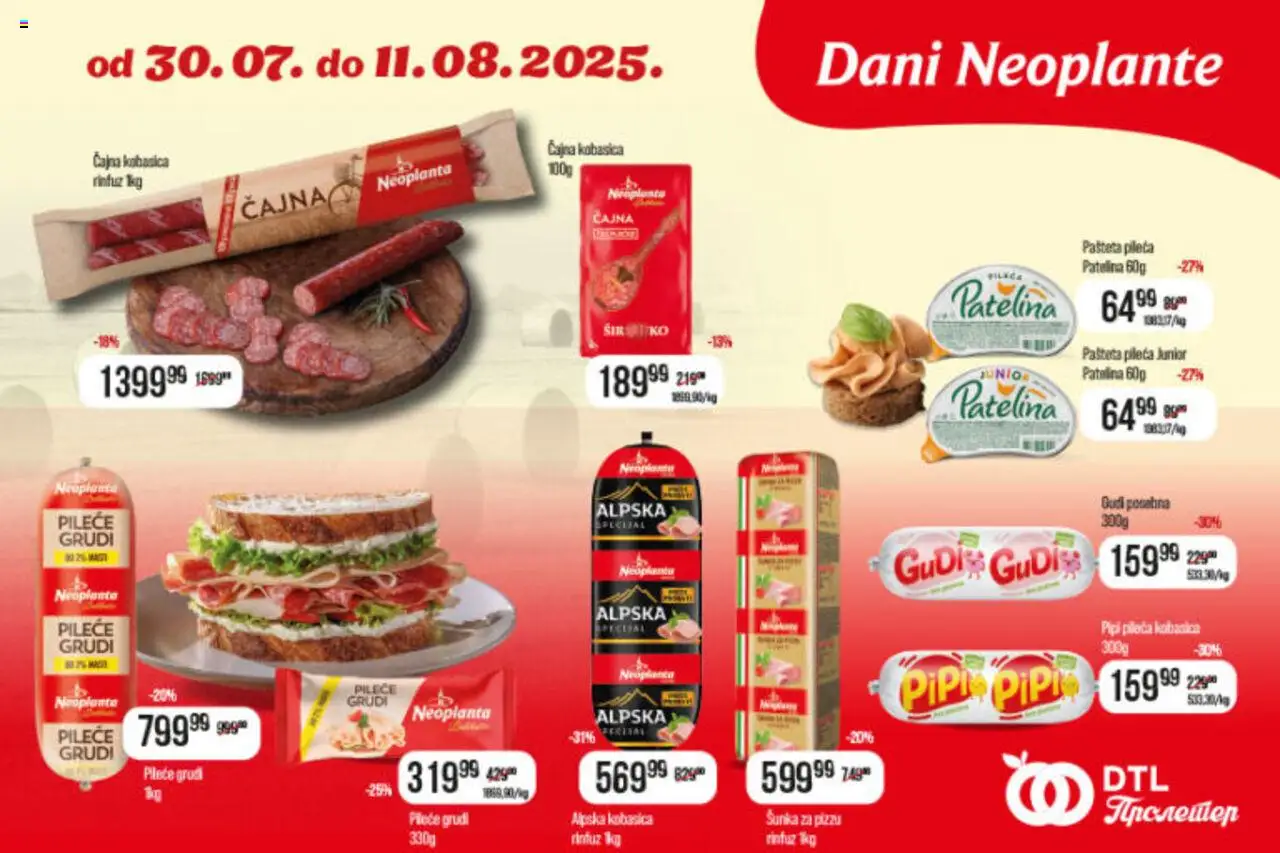 Metalac Proleter katalog - važi od 30.07.2025 | Strana: 1 | Proizvode: Sir, Šunka, Kobasica, Pašteta