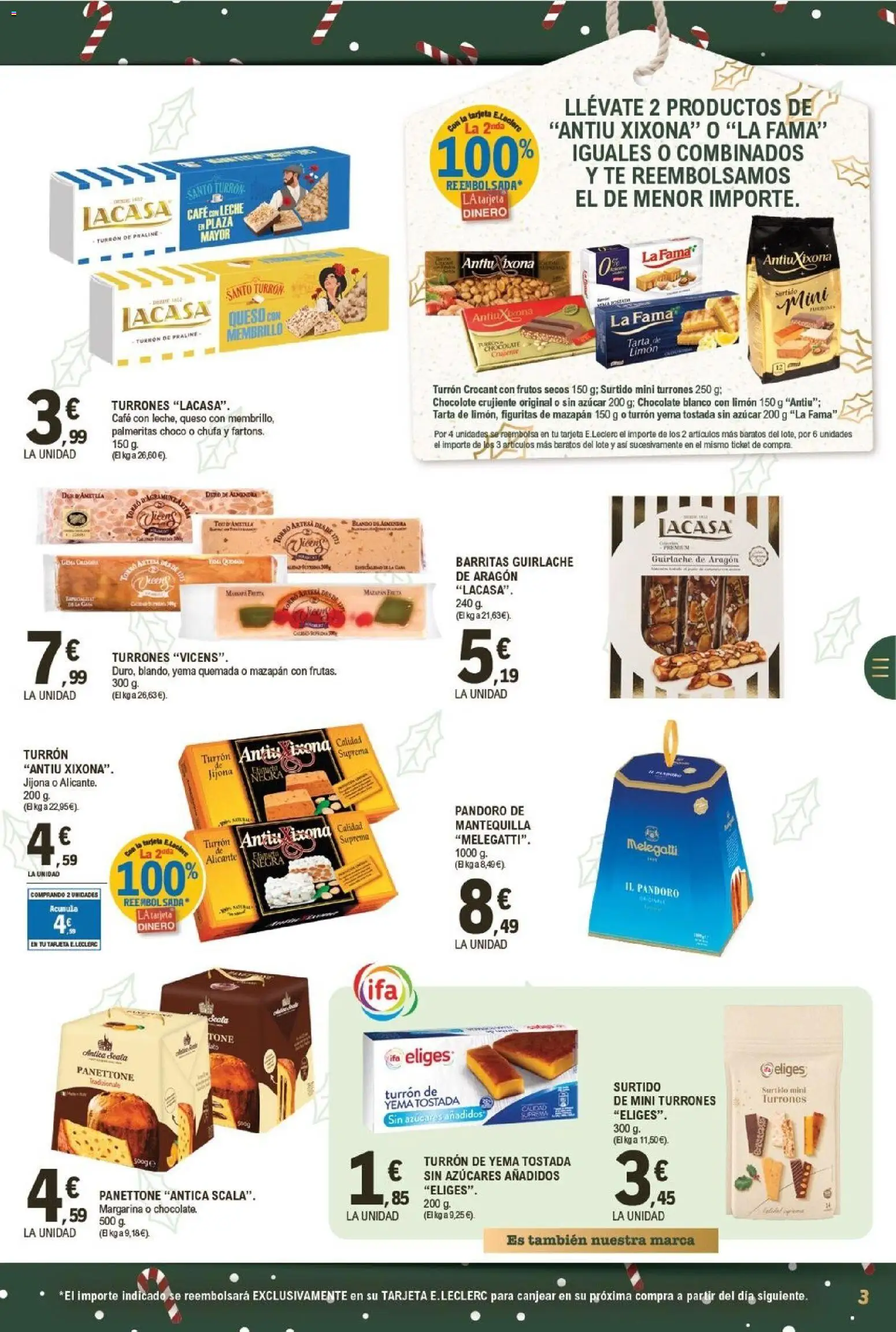 E.Leclerc folleto │ válido desde el 03.12.2025 | Página: 3 | Productos: Chocolate, Frutos secos, Té, Margarina