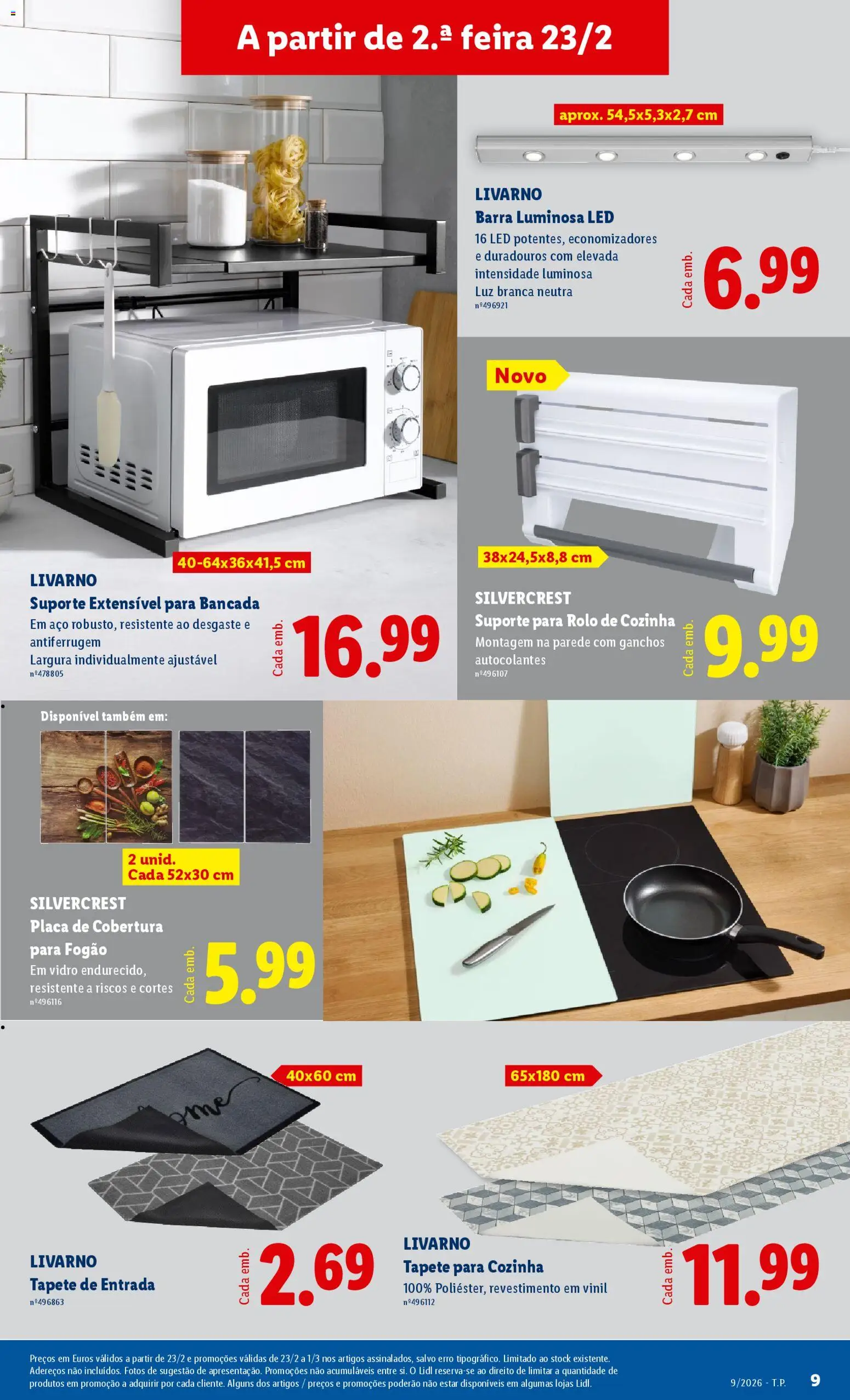 Lidl Novidades │ válido de 23.02.2026 | Página: 9 | Produtos: Fogão, Bancada, Tapete
