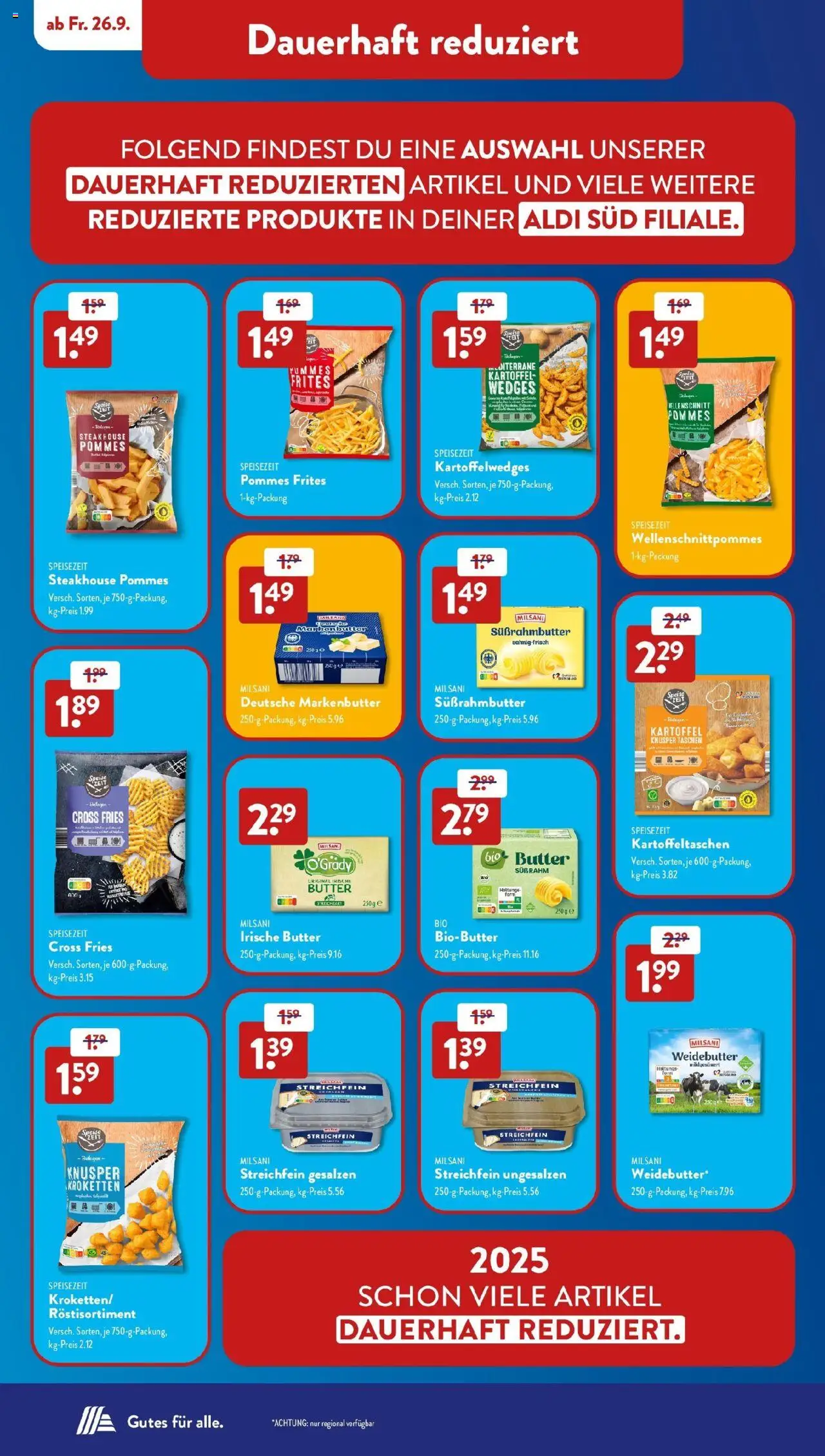 Aldi Süd - Aldi Süd: Wochenangebote – gültig ab 28.09.2025 | Seite: 3 | Produkte: Butter, Pommes, Pommes frites